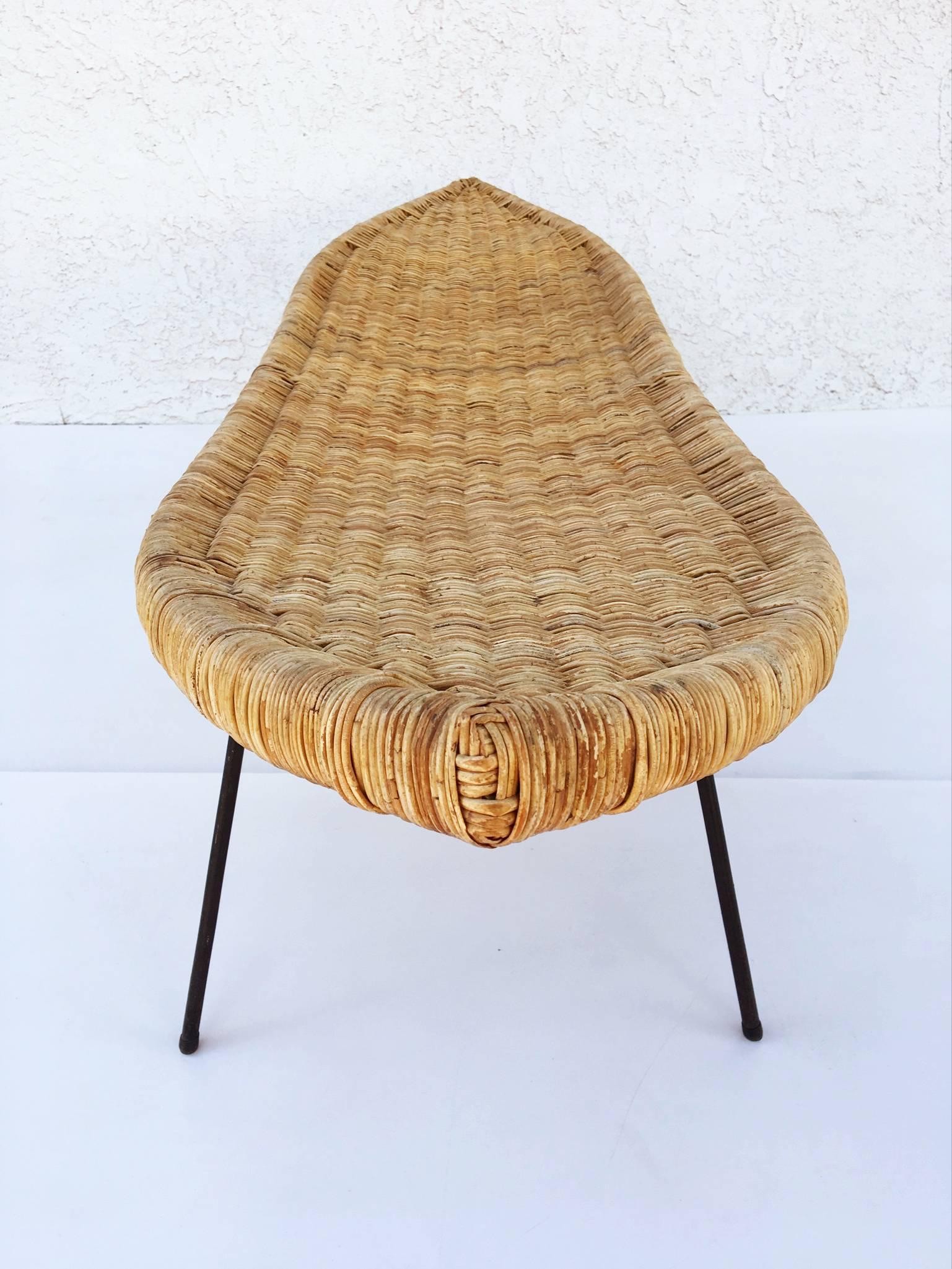American Wicker and Steel Cocktail Table