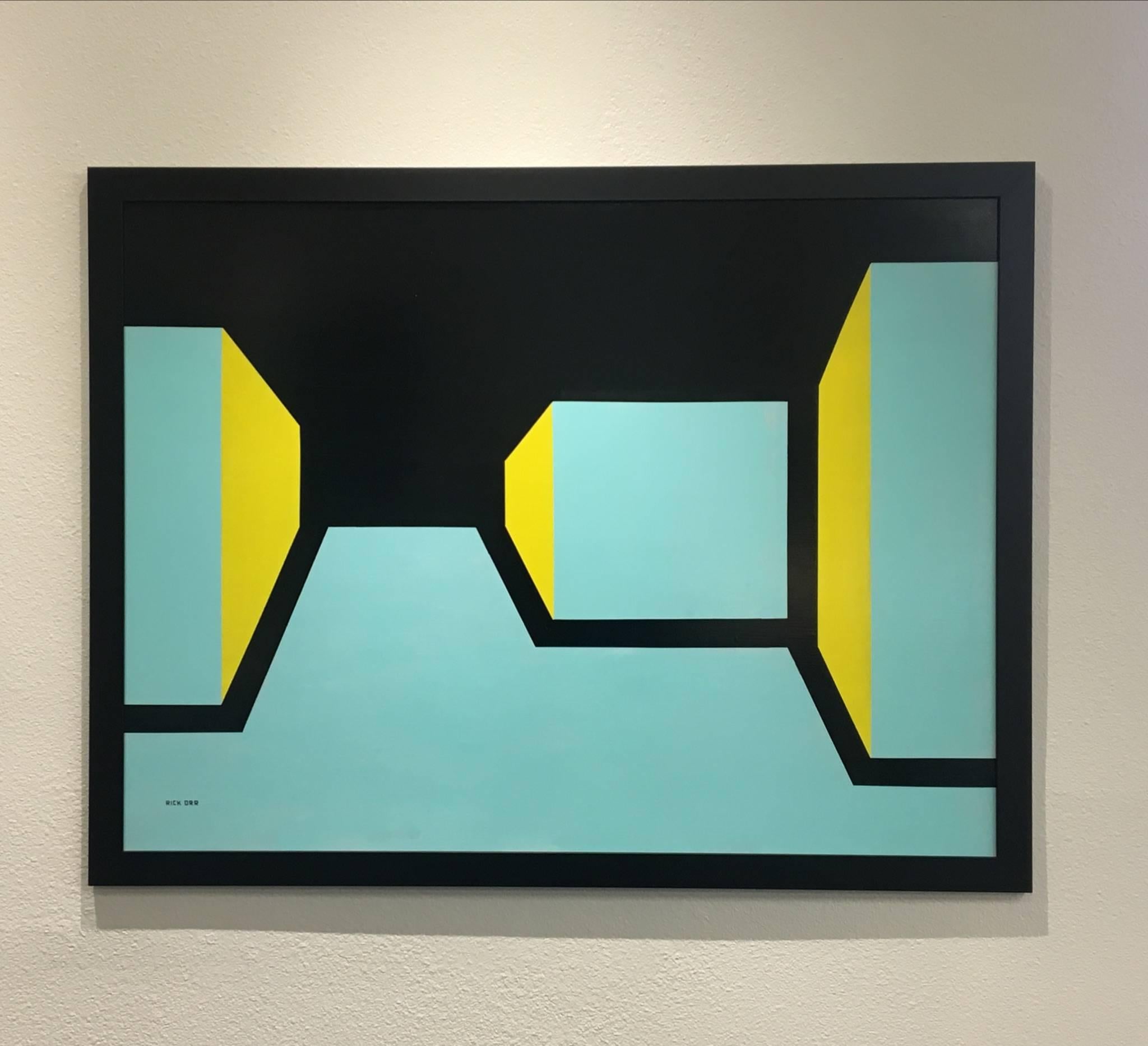 Original Enamel on Masonite Abstract Painting by Rick Orr In Excellent Condition For Sale In Palm Springs, CA