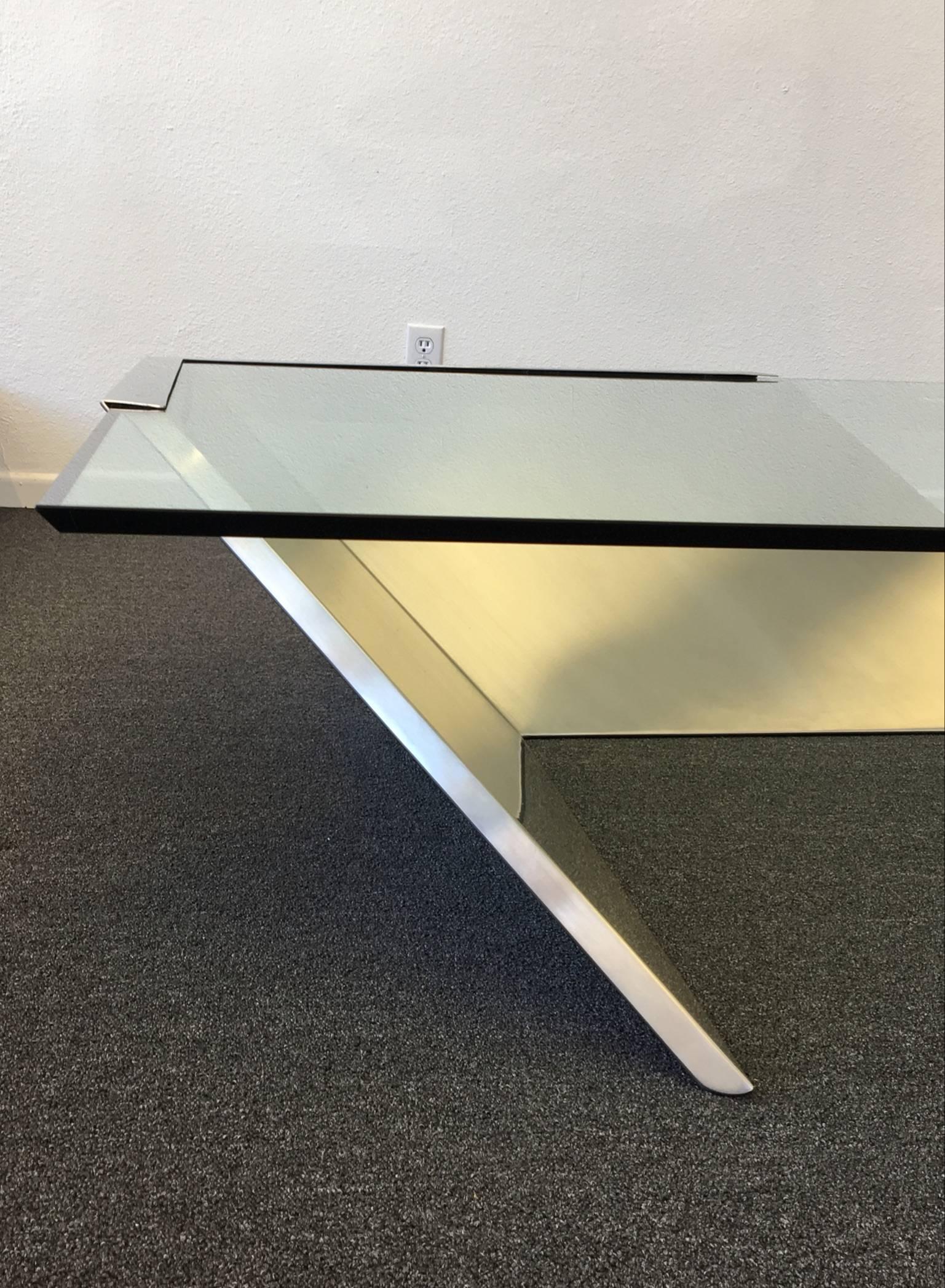 Brushed Stainless Steel and Glass Cocktail Table by Brueton 1