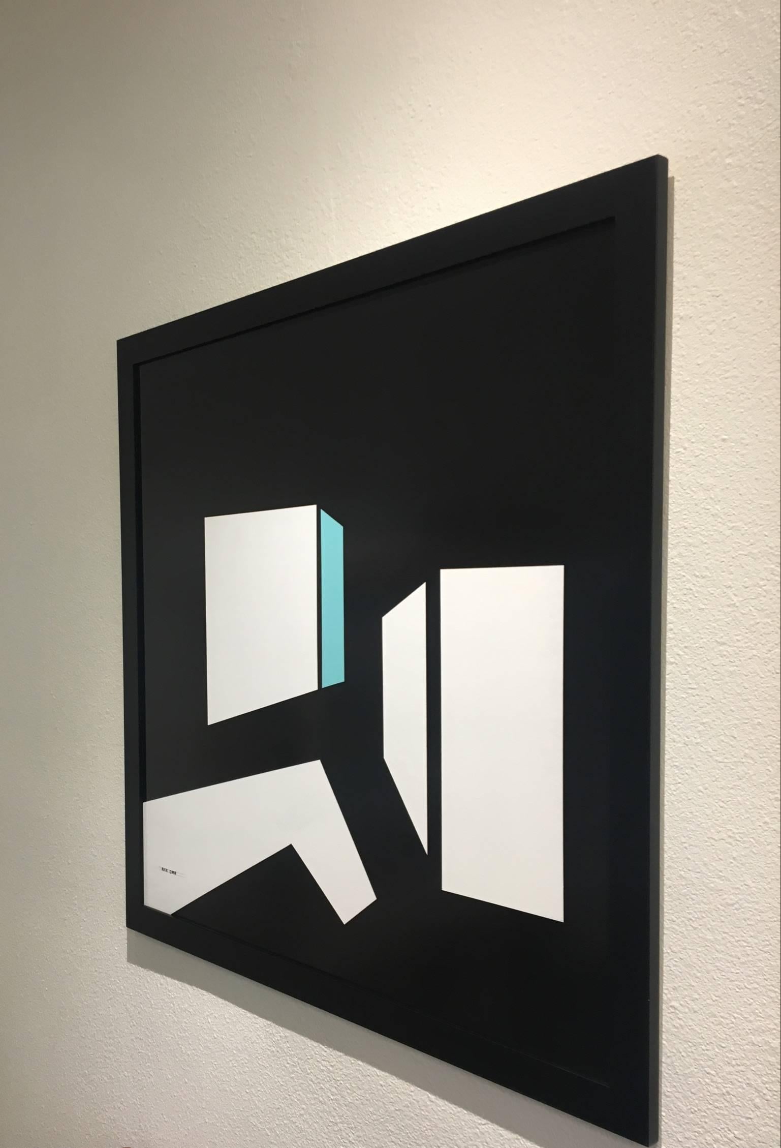 Original enamel on masonite abstract painting from "Edge of Tow" series by American listed artist Rick Orr. 

Dimensions: 40" high, 40"wide, 1"deep.