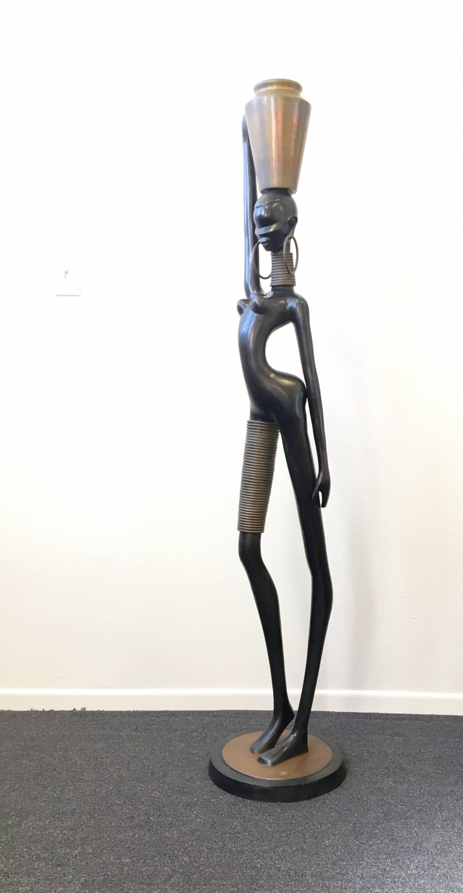 Large Ndebele Woman Bronze Sculpture in the Manner of Hagenauer 4