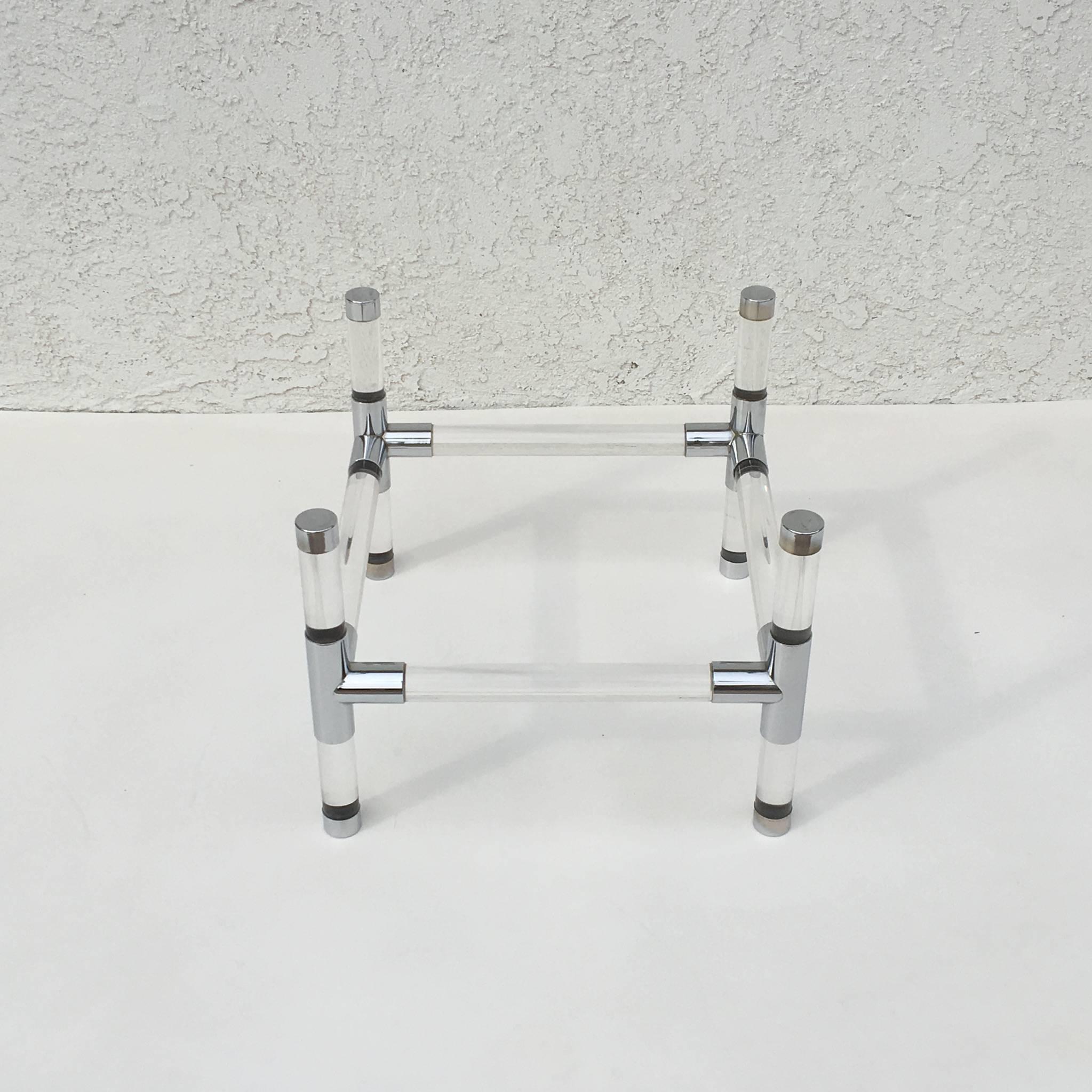 Acrylic and Chrome Cocktail Table by Charles Hollis Jones In Excellent Condition For Sale In Palm Springs, CA