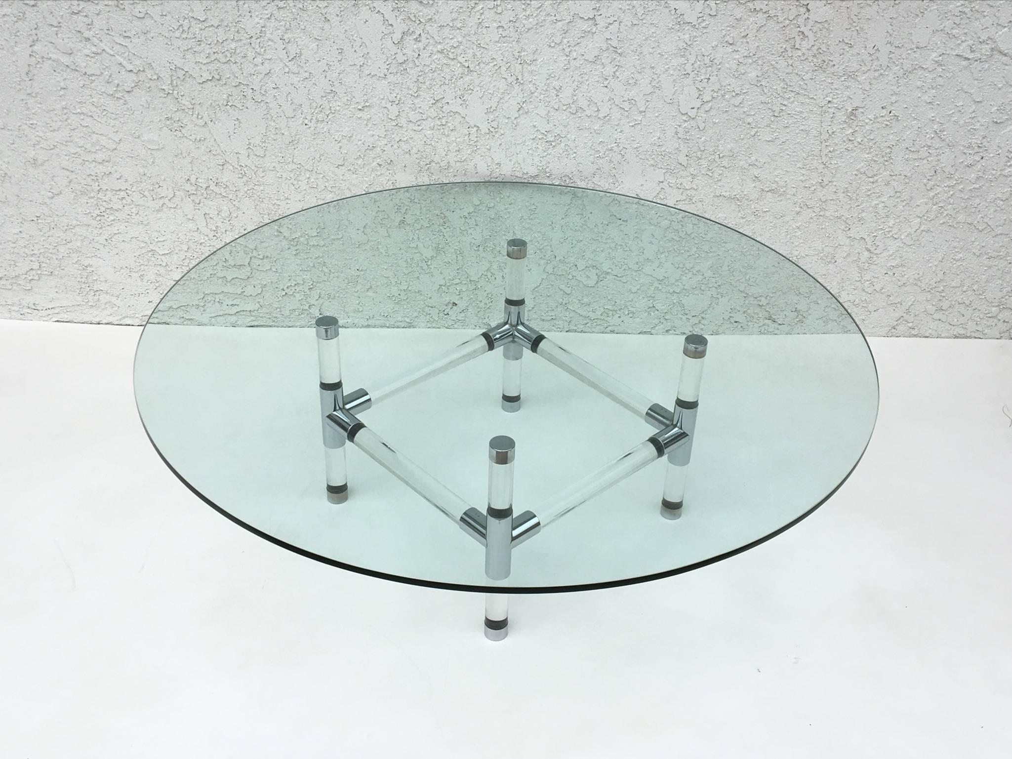 Mid-20th Century Acrylic and Chrome Cocktail Table by Charles Hollis Jones For Sale