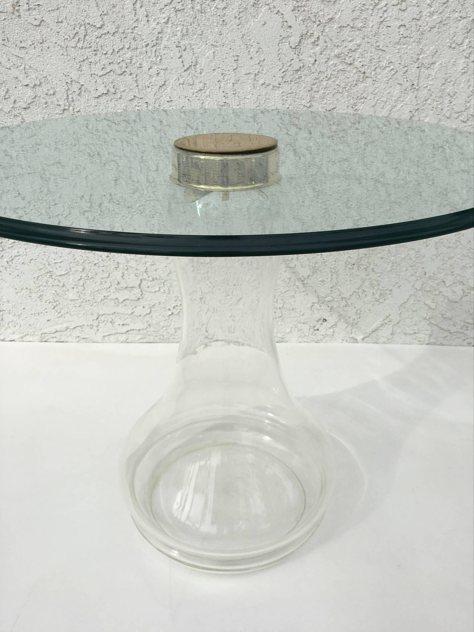 Modern Glass and Brass Side Table by Sarreid