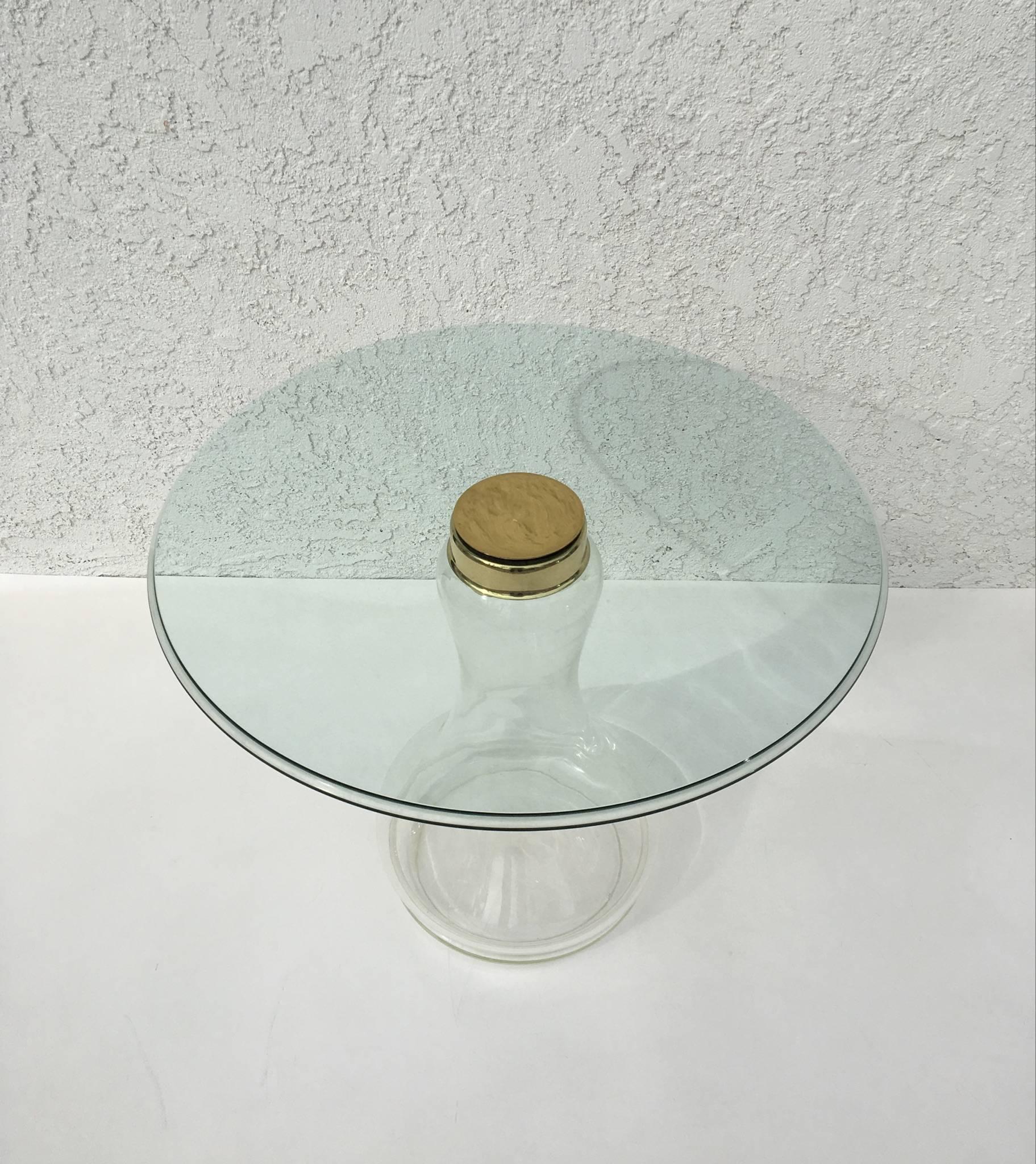 Spanish Glass and Brass Side Table by Sarreid