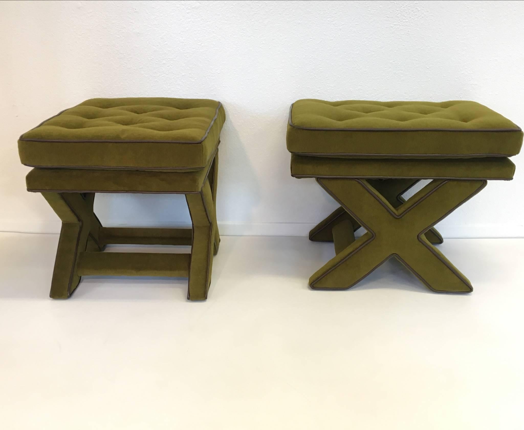 leather x bench stool