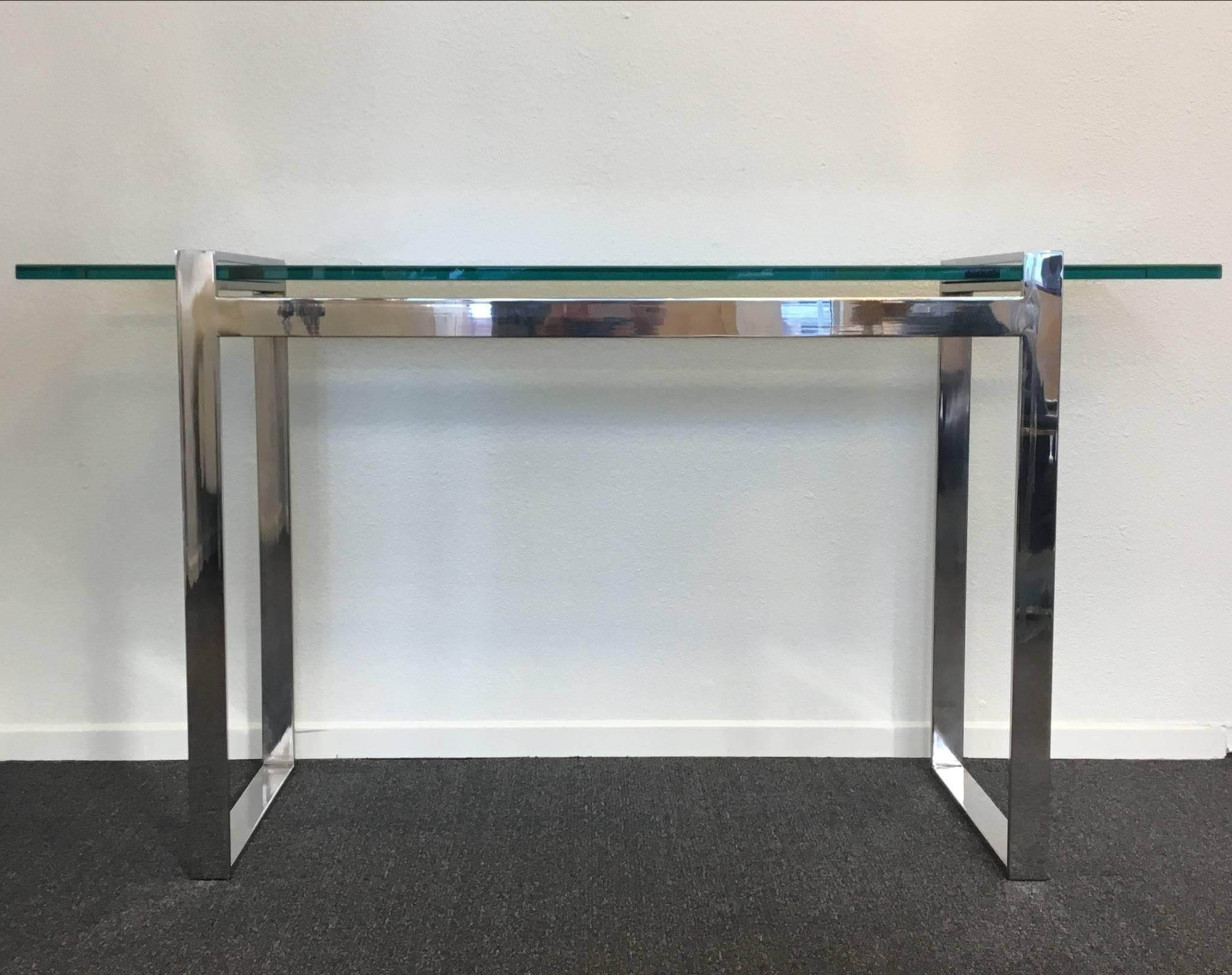 American Nickel and Glass Console Table by Charles Hollis Jones