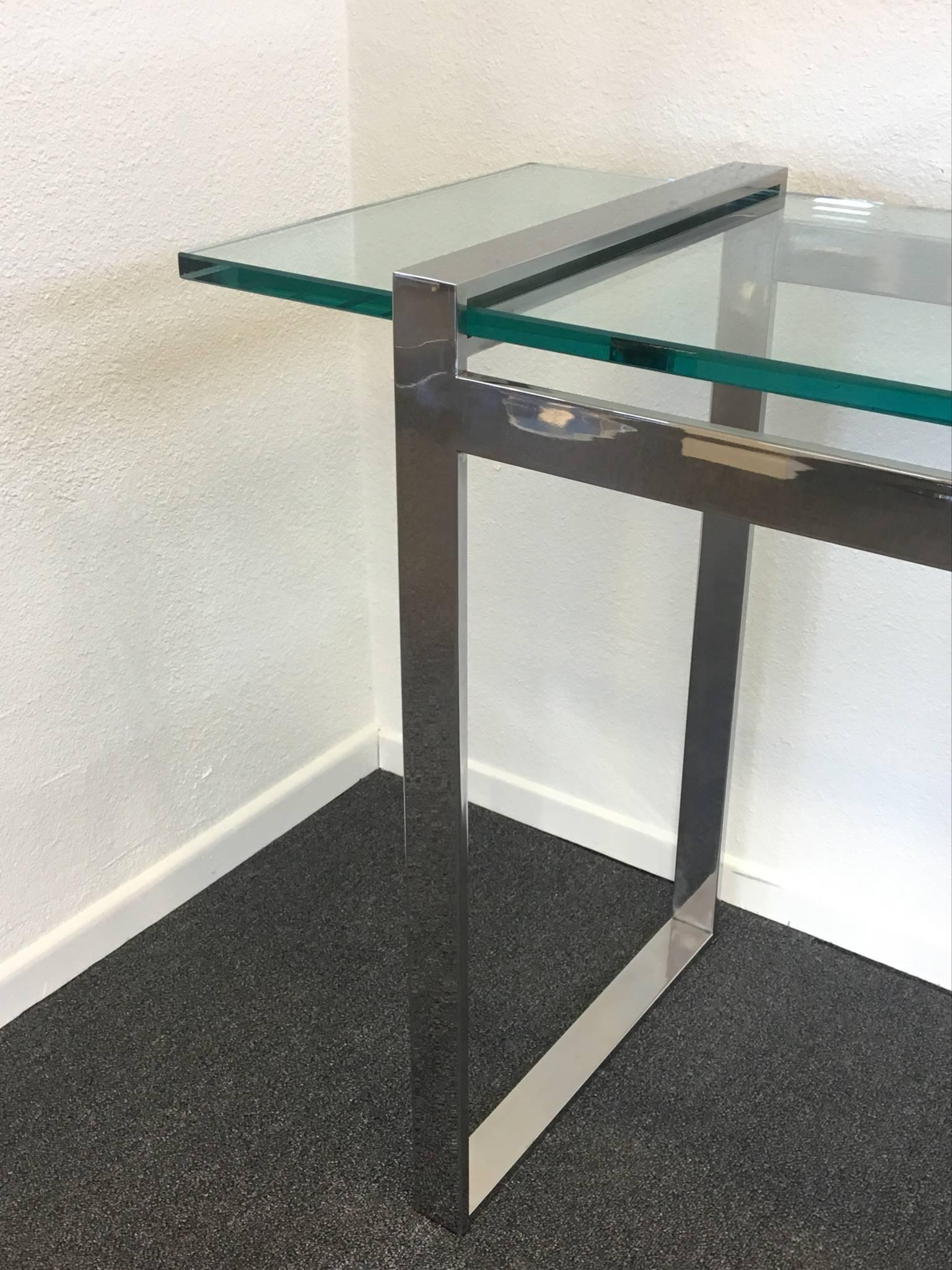 Late 20th Century Nickel and Glass Console Table by Charles Hollis Jones