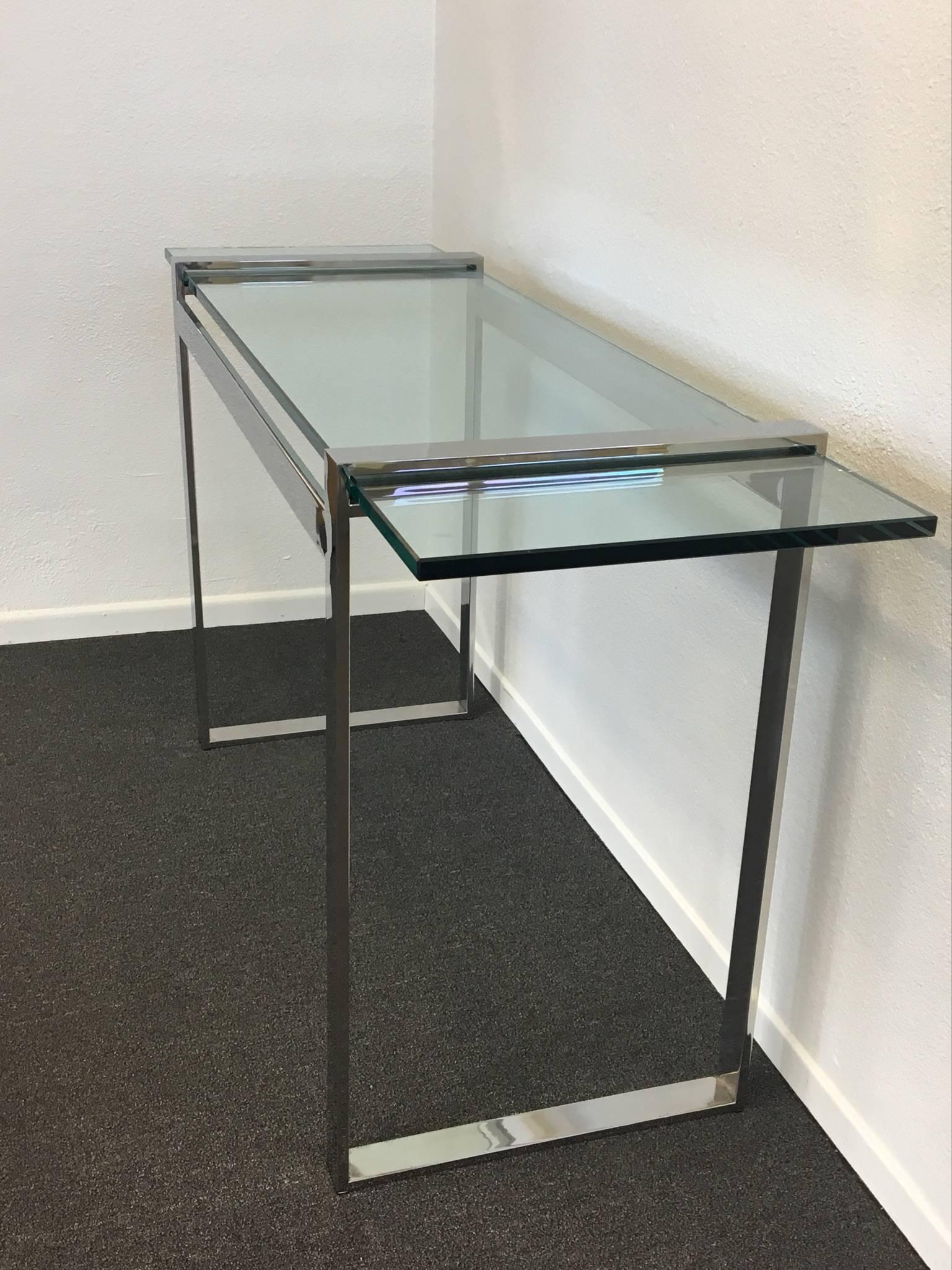 Nickel and Glass Console Table by Charles Hollis Jones 1