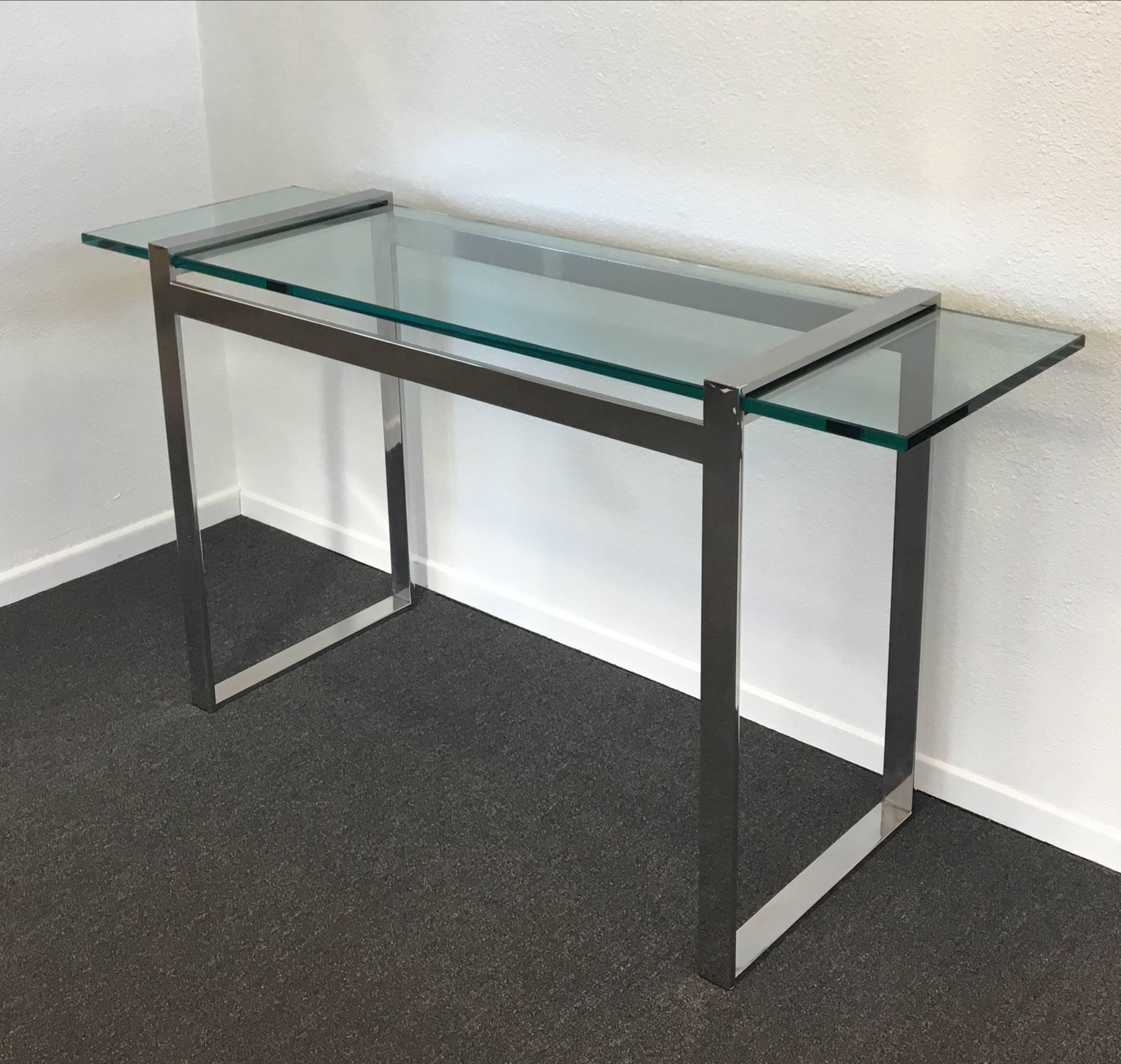 Nickel and Glass Console Table by Charles Hollis Jones 2