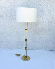 Acrylic and Polished Brass Floor Lamp by Frederick Cooper