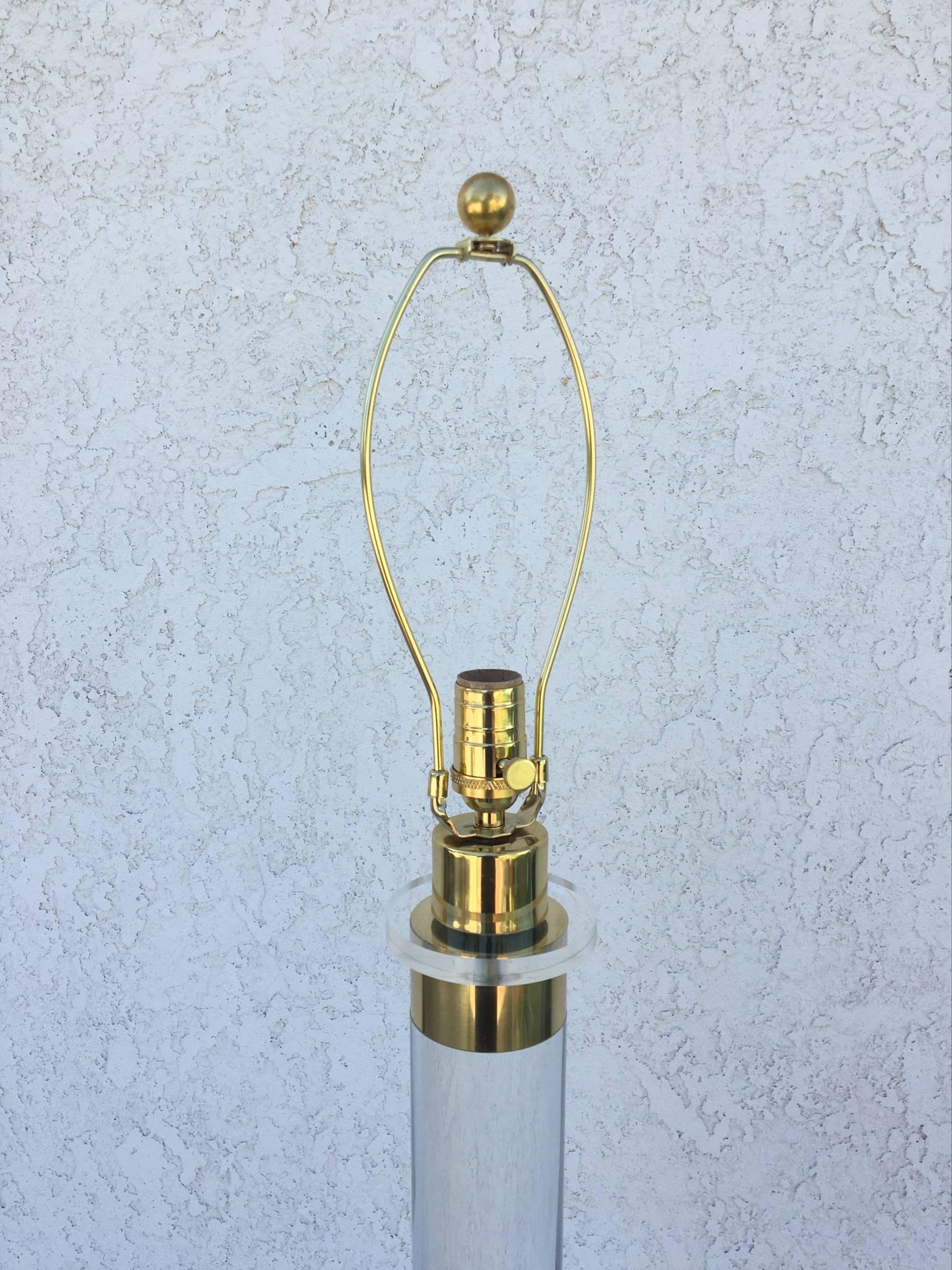 Modern Acrylic and Polished Brass Floor Lamp by Frederick Cooper For Sale