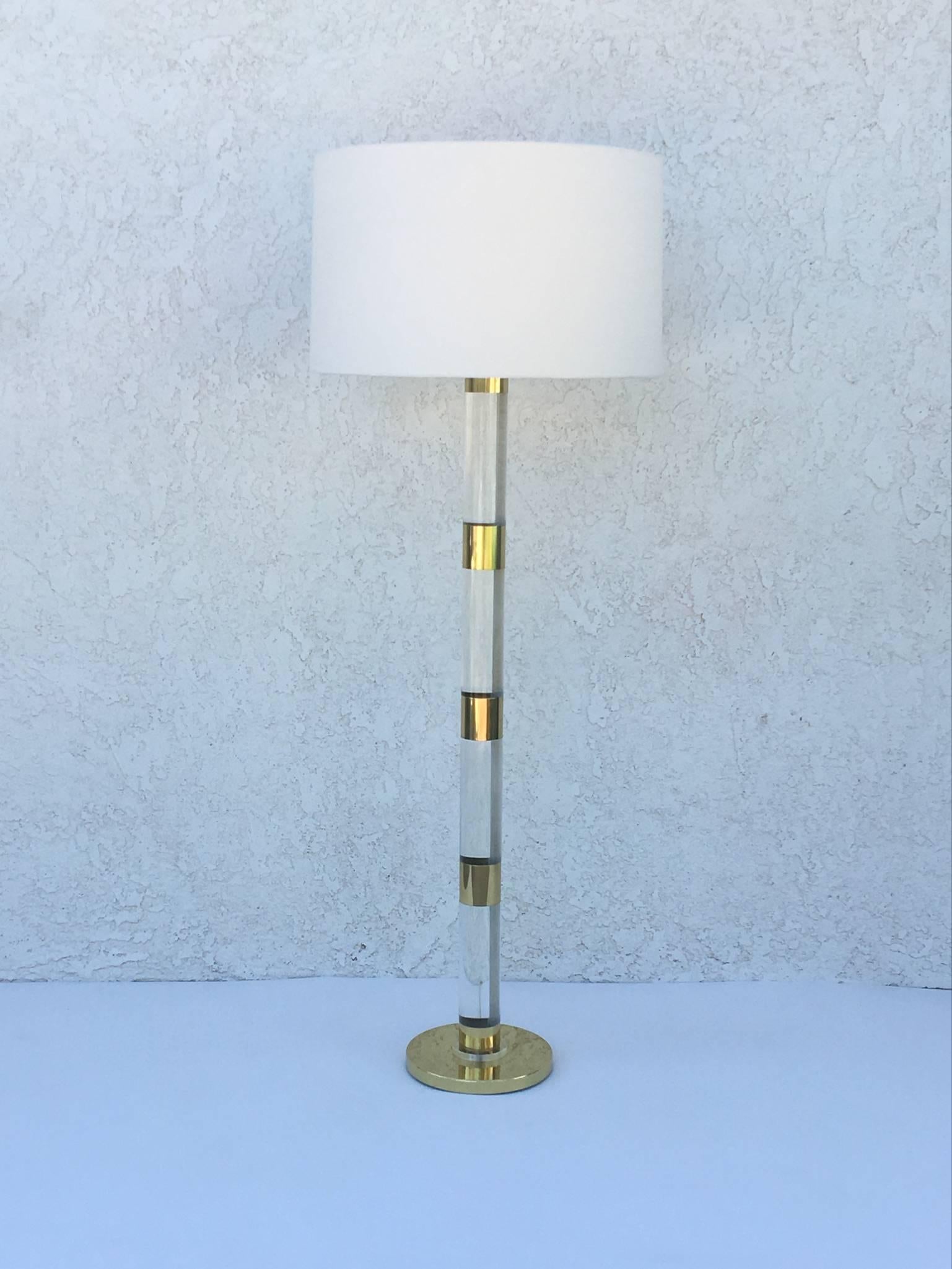 Acrylic and Polished Brass Floor Lamp by Frederick Cooper For Sale 1