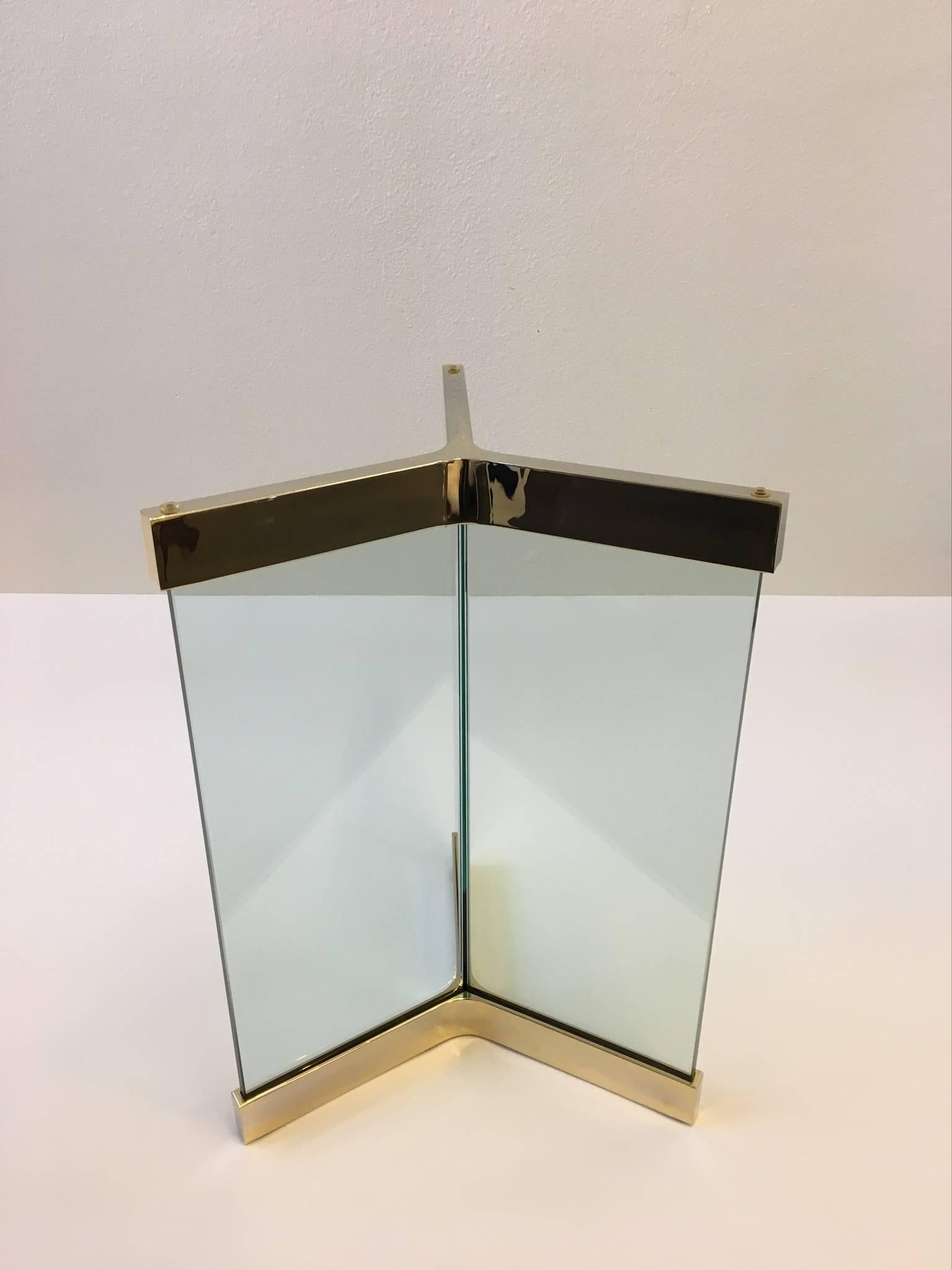 Polished Brass and Glass Dining Table by Leon Rosen for Pace Collection In Excellent Condition In Palm Springs, CA