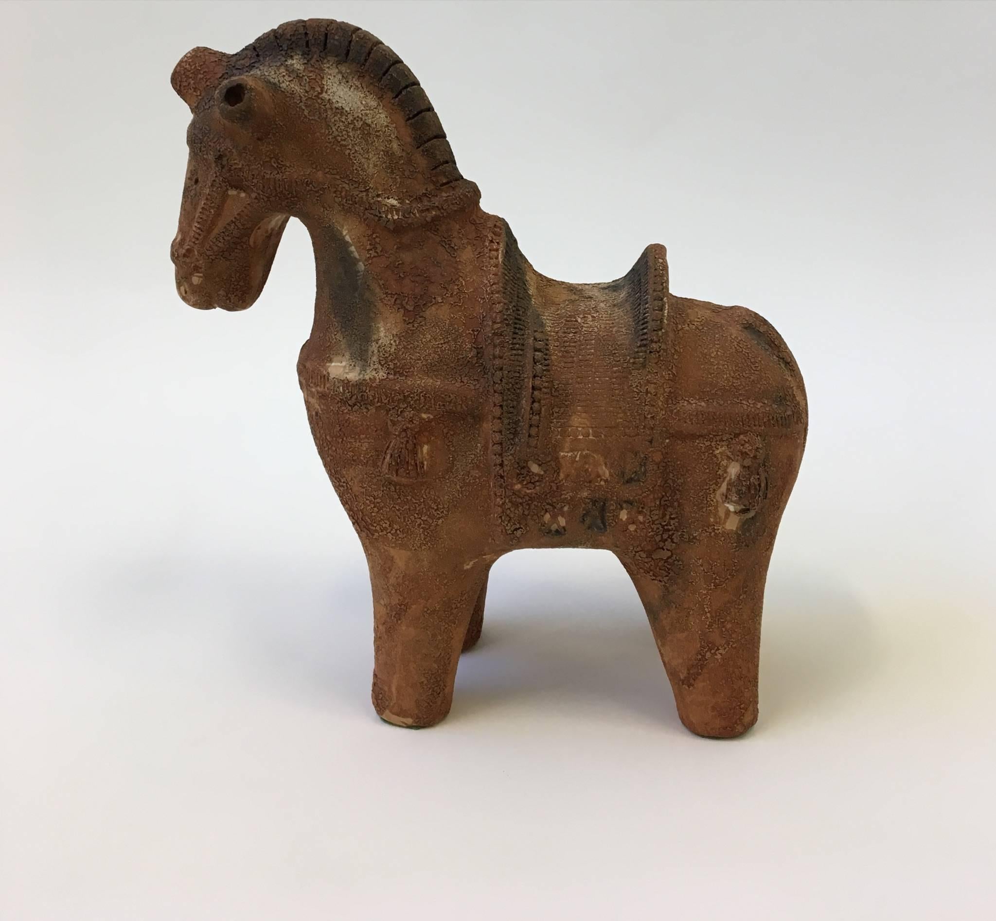 Glazed Italian Ceramic Horse by Aldo Londi for Bitossi