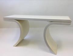 High Gloss Lacquered Console Table in the Manner of Karl Springer