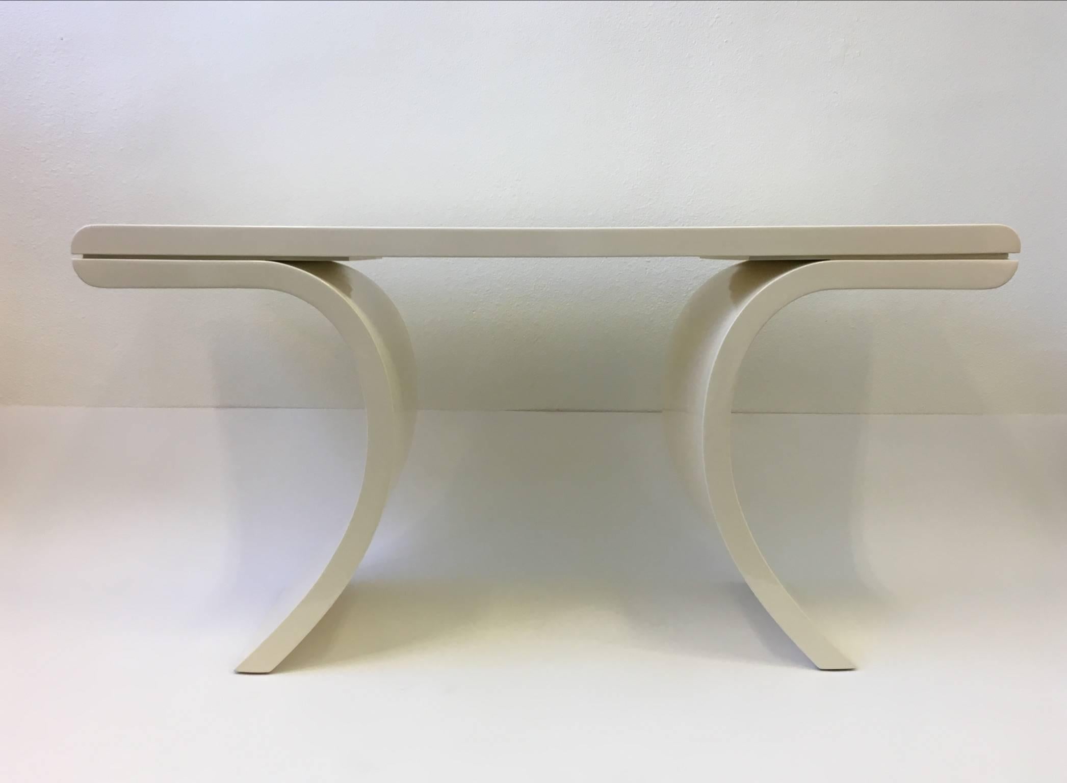 American High Gloss Lacquered Console Table in the Manner of Karl Springer