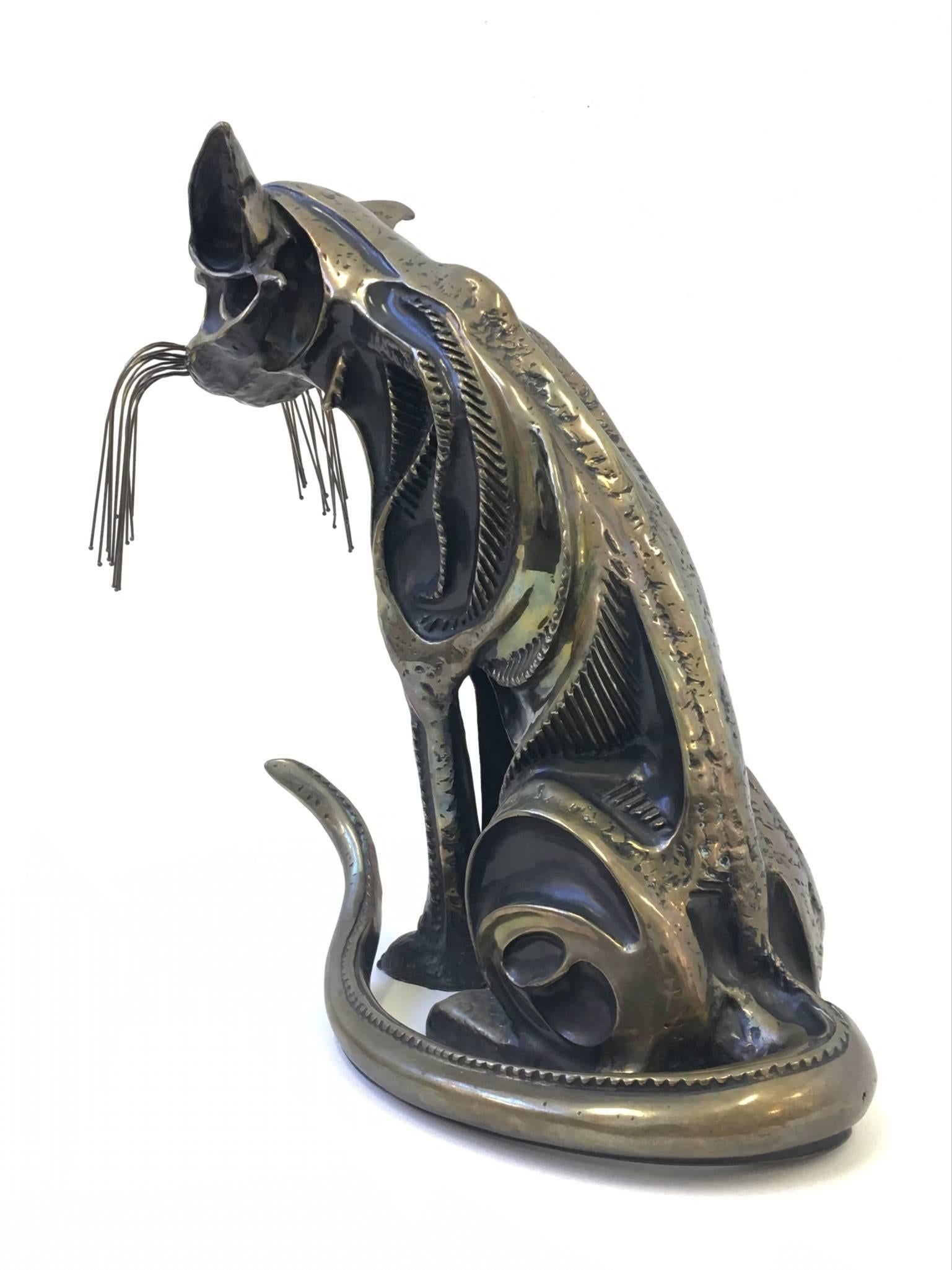 Modern Bronze Cat Sculpture Signed and Numbered by John Jagger