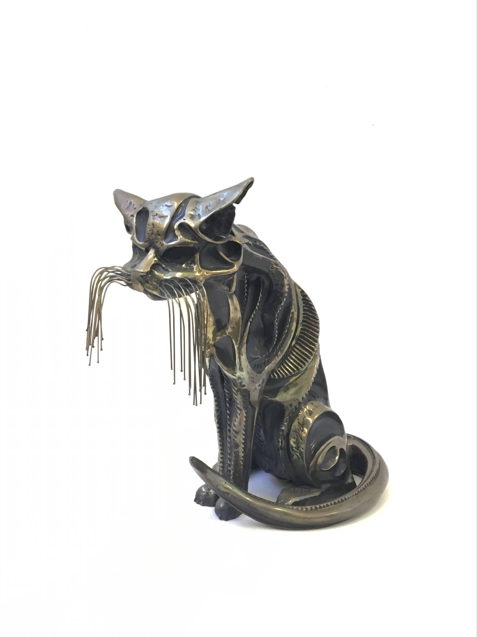 Late 20th Century Bronze Cat Sculpture Signed and Numbered by John Jagger