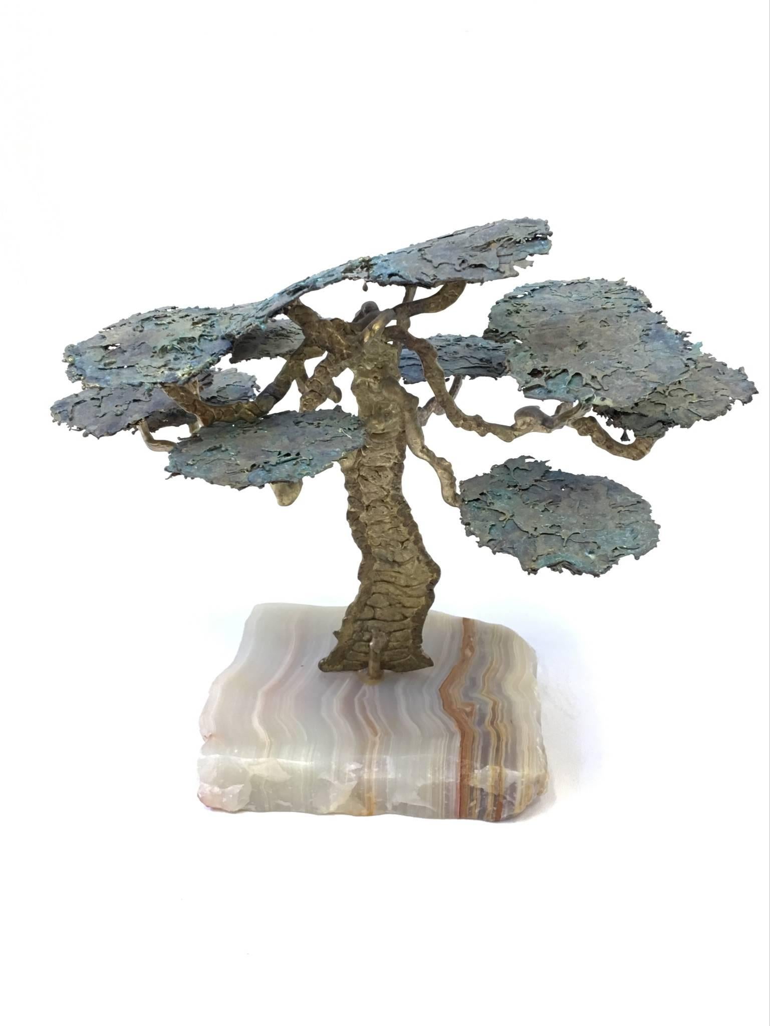 American Quartz and Bronze Monterey Cypress Tree Sculpture by John Demott 