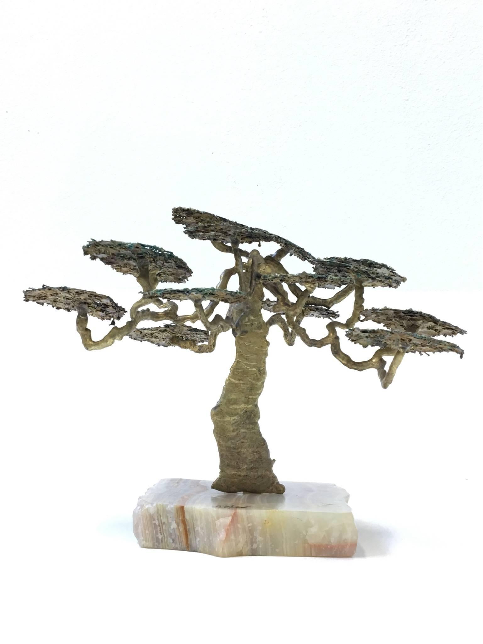 Late 20th Century Quartz and Bronze Monterey Cypress Tree Sculpture by John Demott 