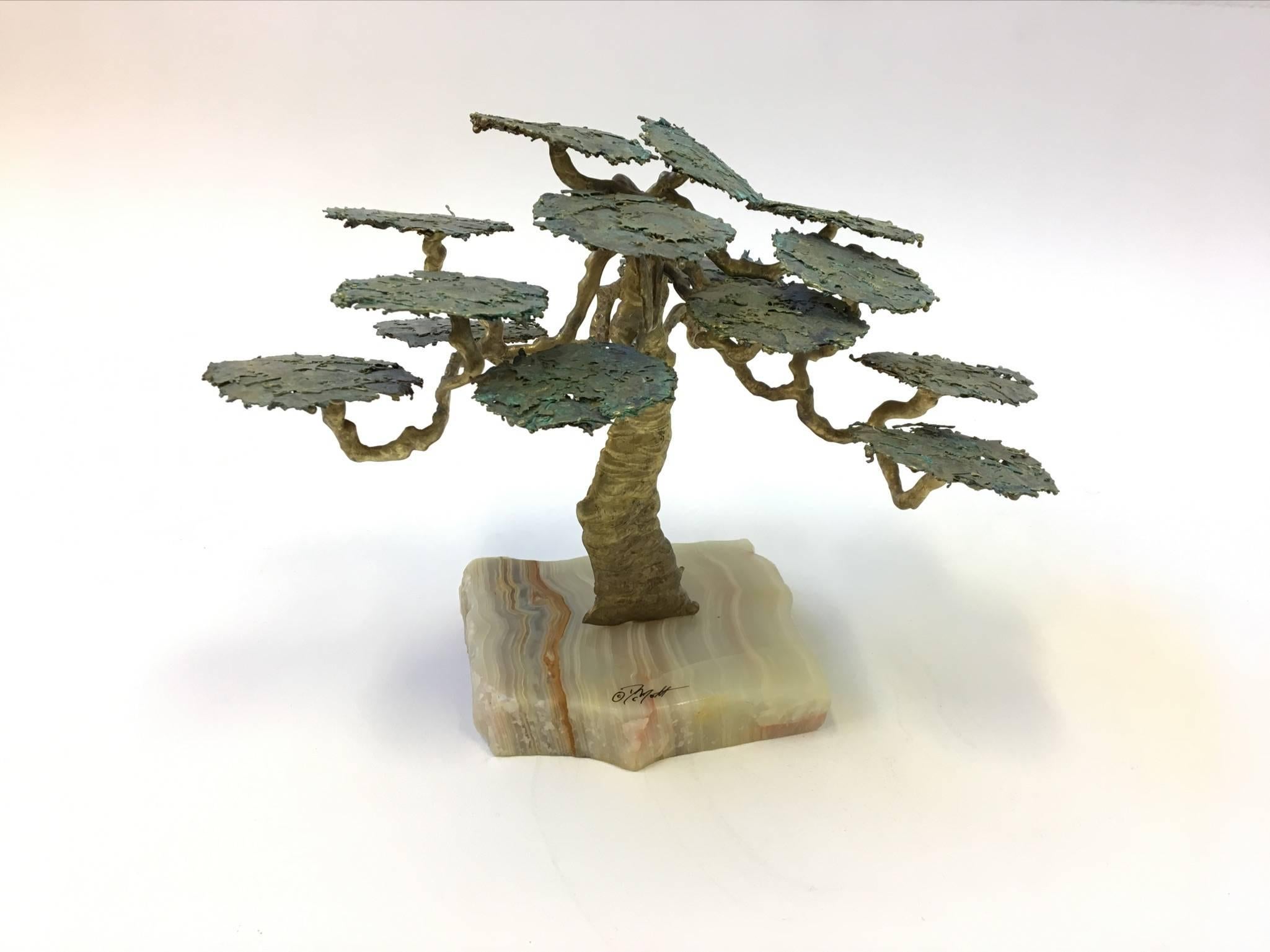 Quartz and Bronze Monterey Cypress Tree Sculpture by John Demott 2