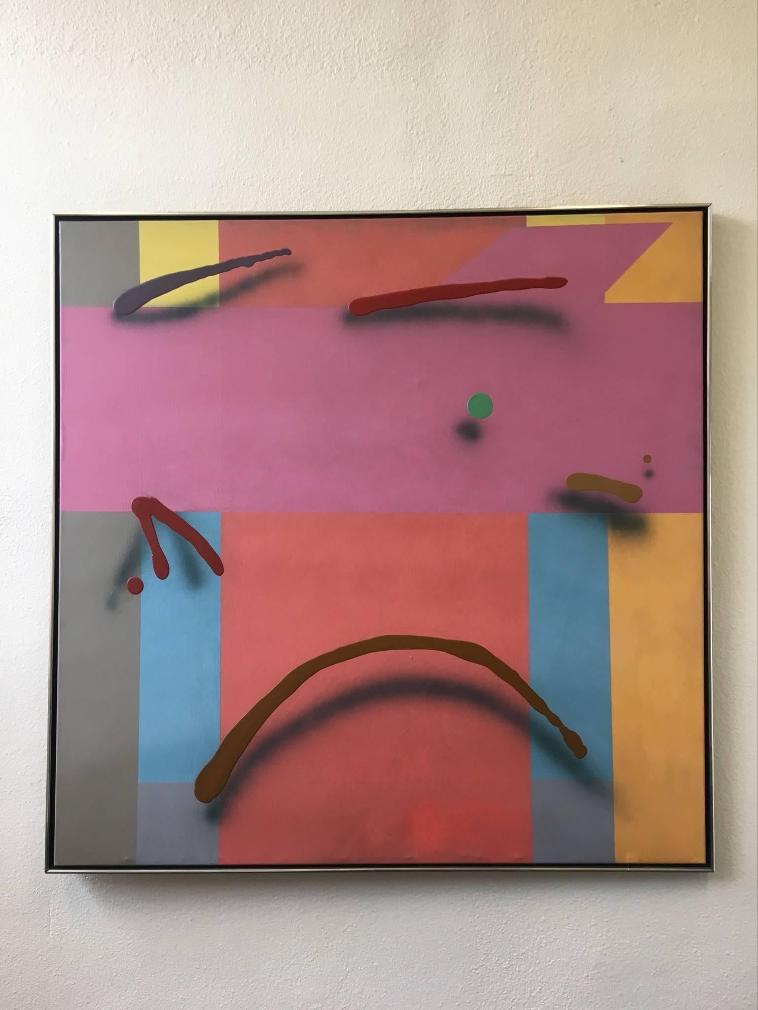 Original Oil on Canvas Abstract Painting by R. Weston In Excellent Condition In Palm Springs, CA