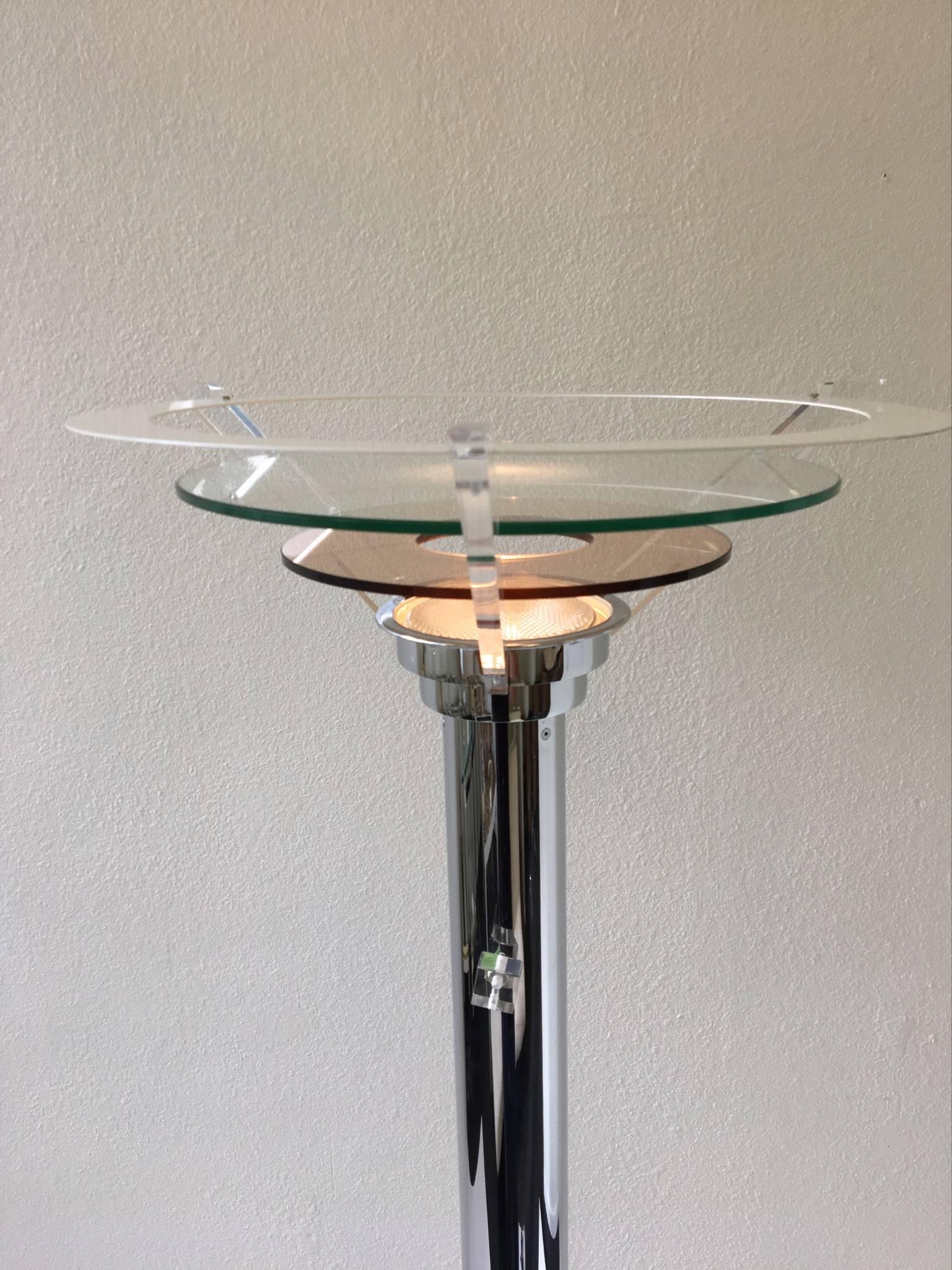 Chrome and Acrylic Torchere by Fredrick Ramond In Excellent Condition For Sale In Palm Springs, CA