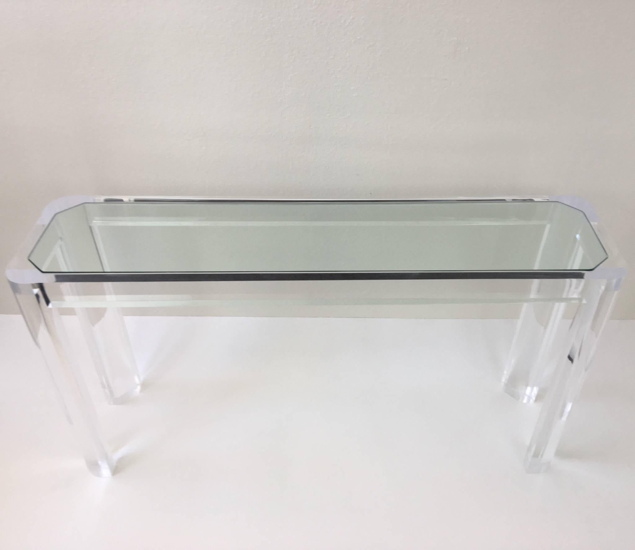 Mid-Century Modern Acrylic and Glass Console Table by Les Prismatiques