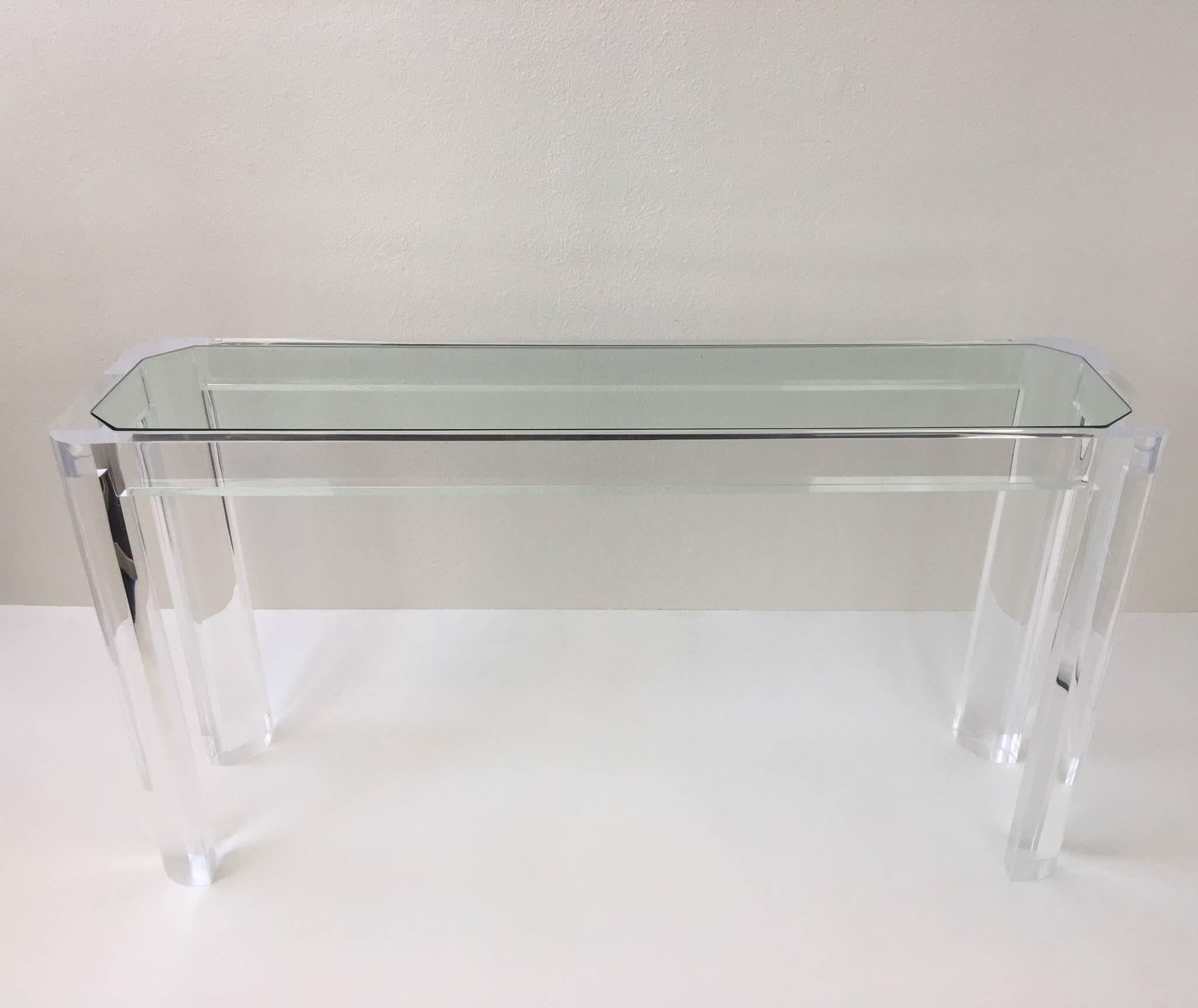American Acrylic and Glass Console Table by Les Prismatiques