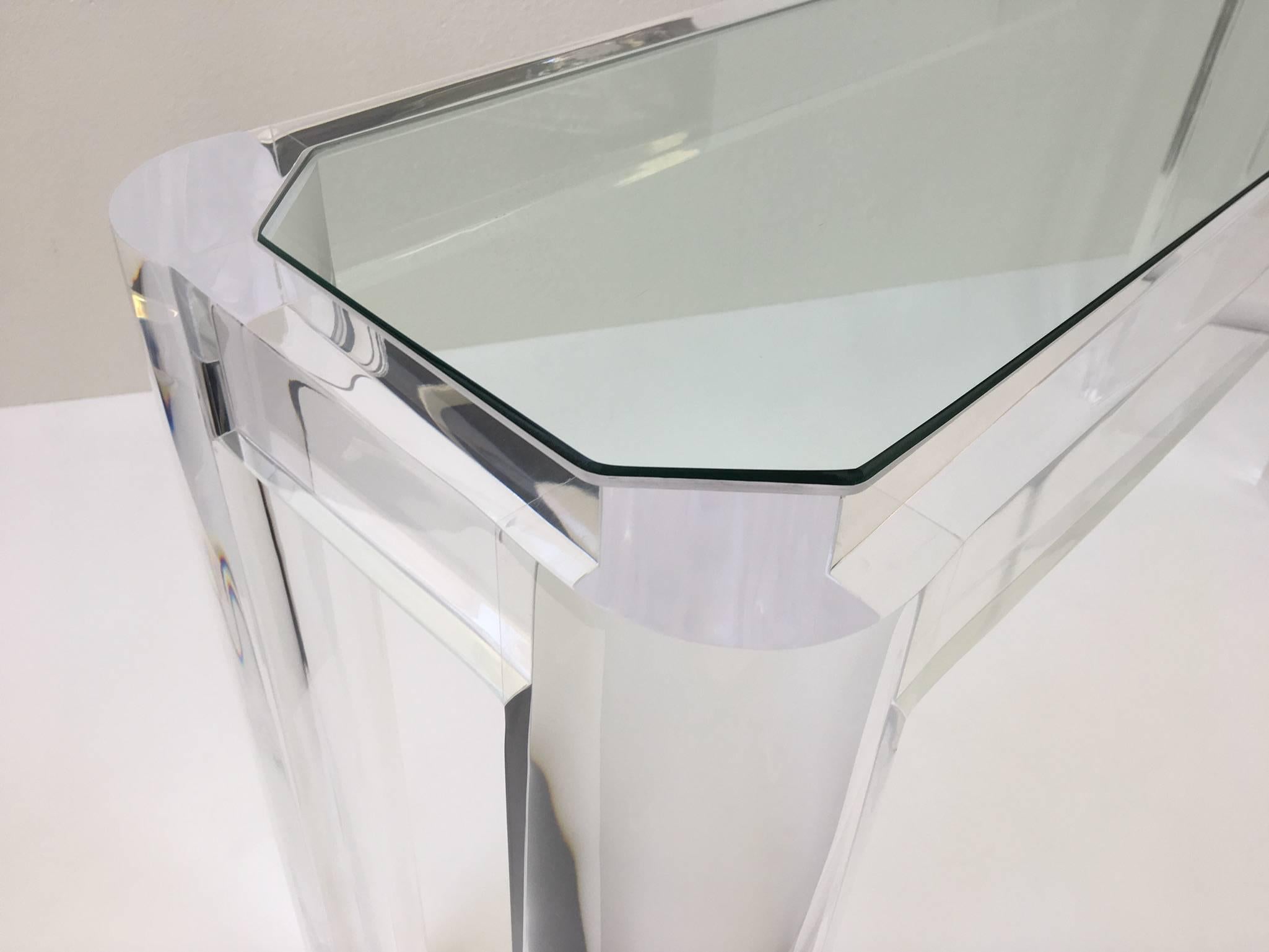 Acrylic and Glass Console Table by Les Prismatiques 1