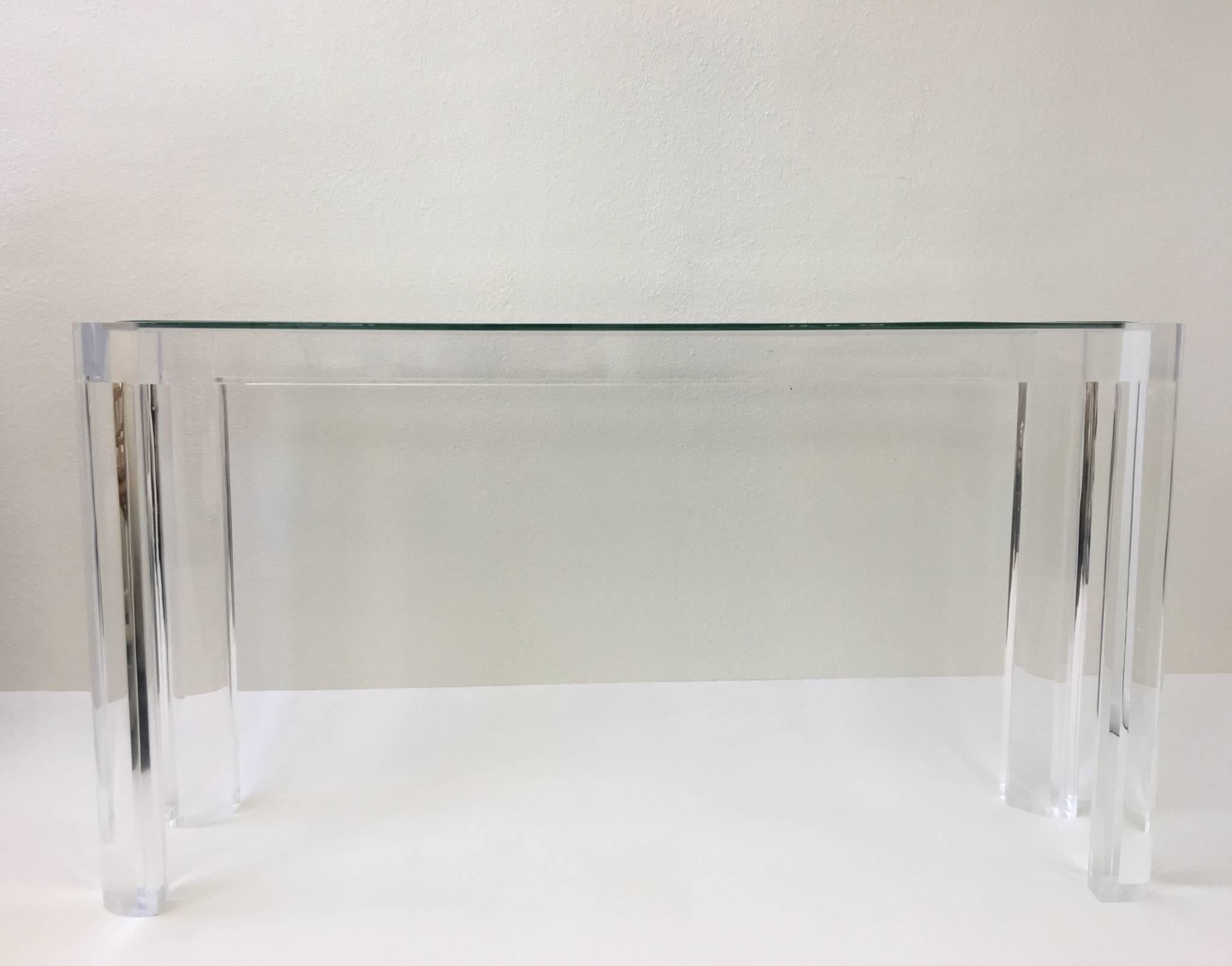 Acrylic and Glass Console Table by Les Prismatiques 2