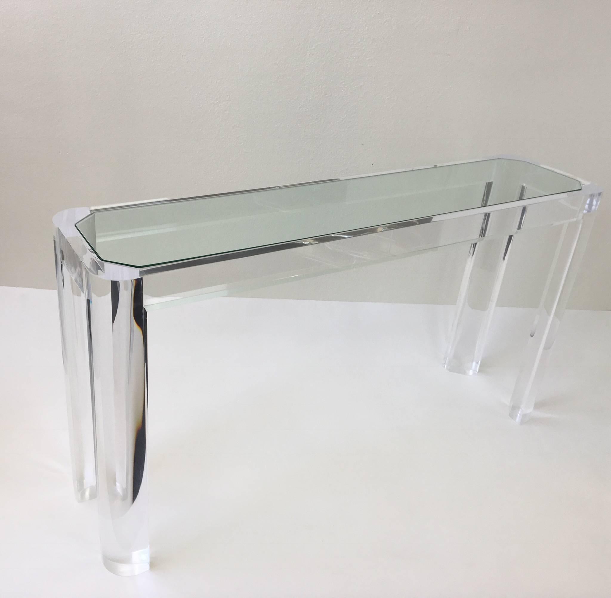 Acrylic and Glass Console Table by Les Prismatiques 3