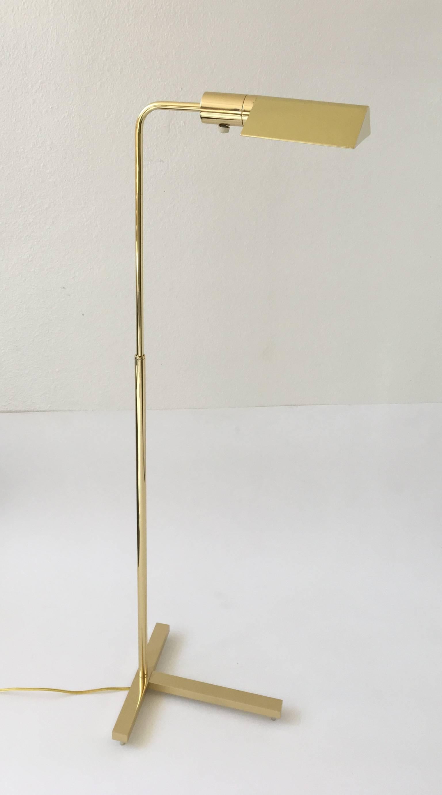 American Adjustable Brass Reading Floor Lamp by Casella