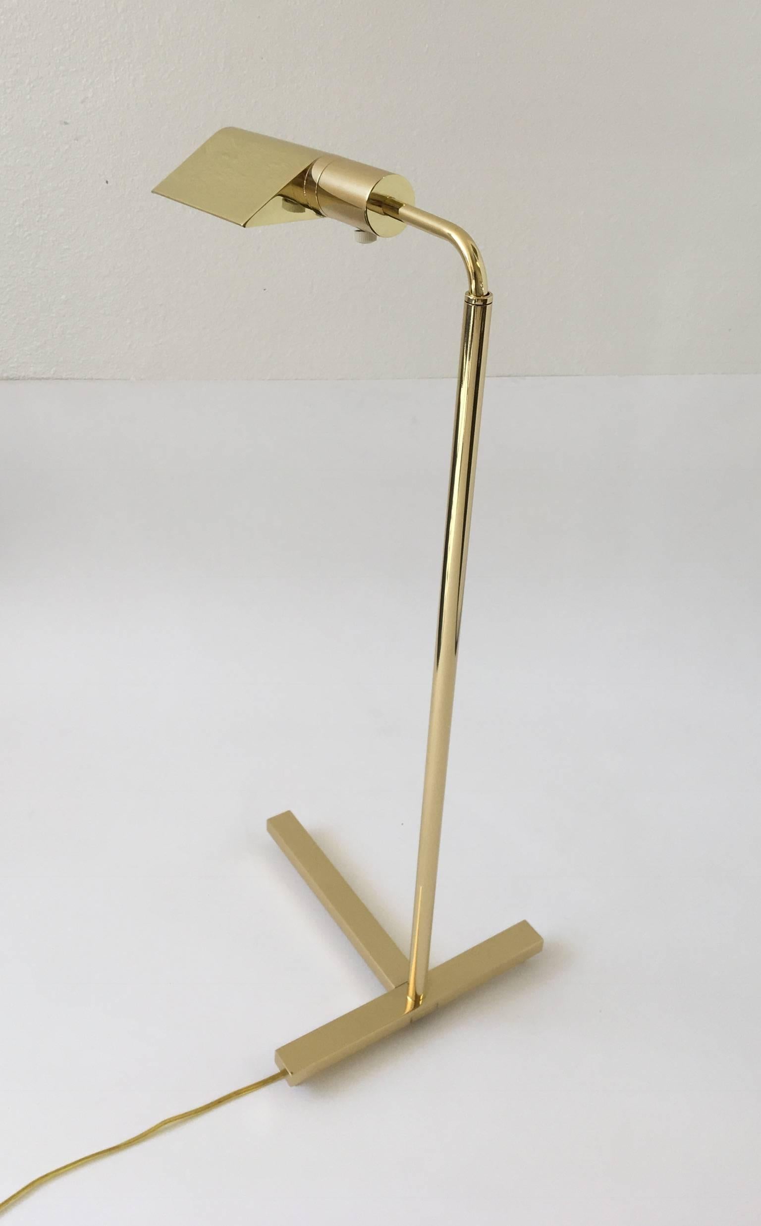 Polished Adjustable Brass Reading Floor Lamp by Casella