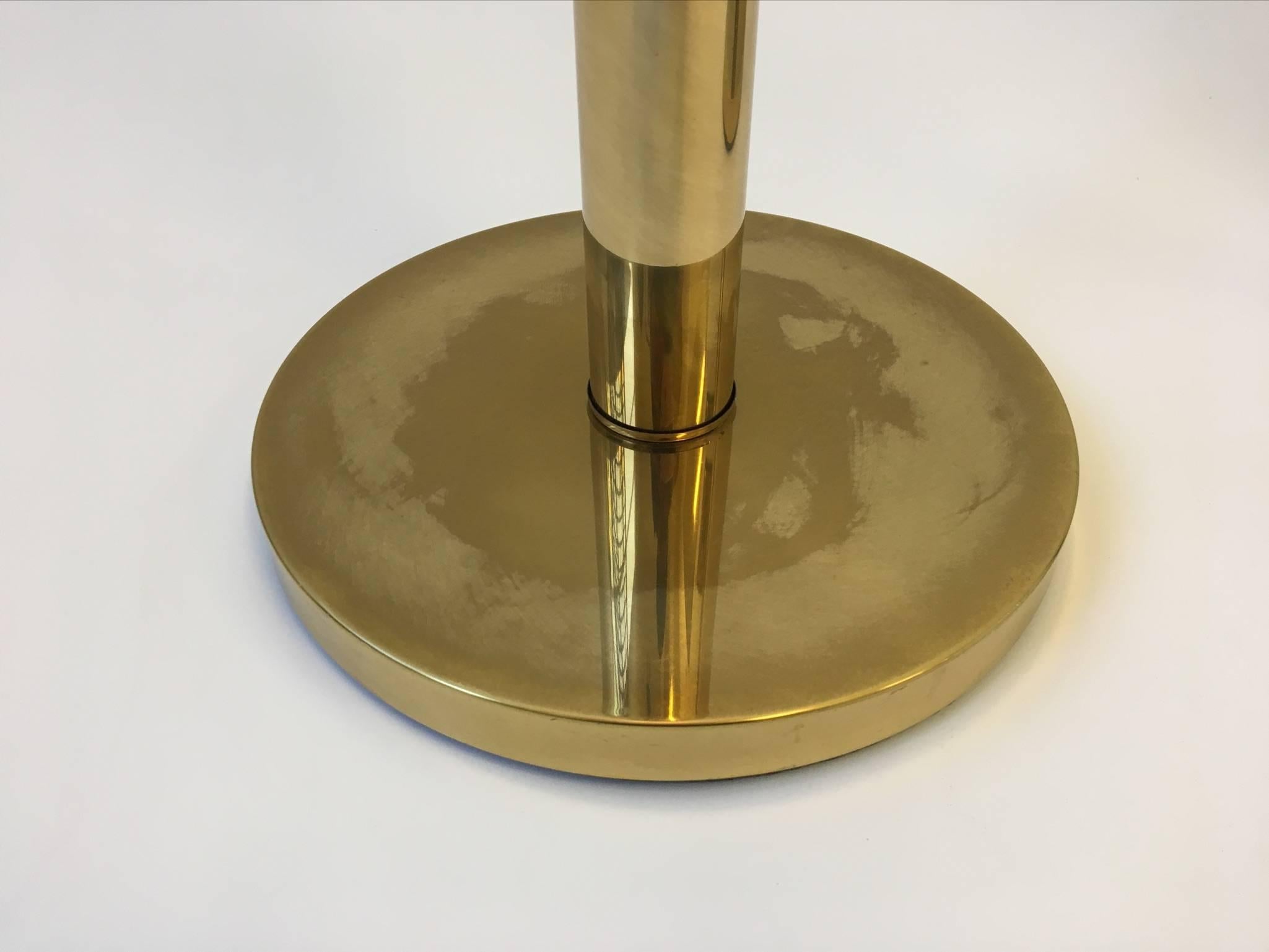 American Rare Pair of Brass and Frosted Glass Torchiere by Nessen Studios