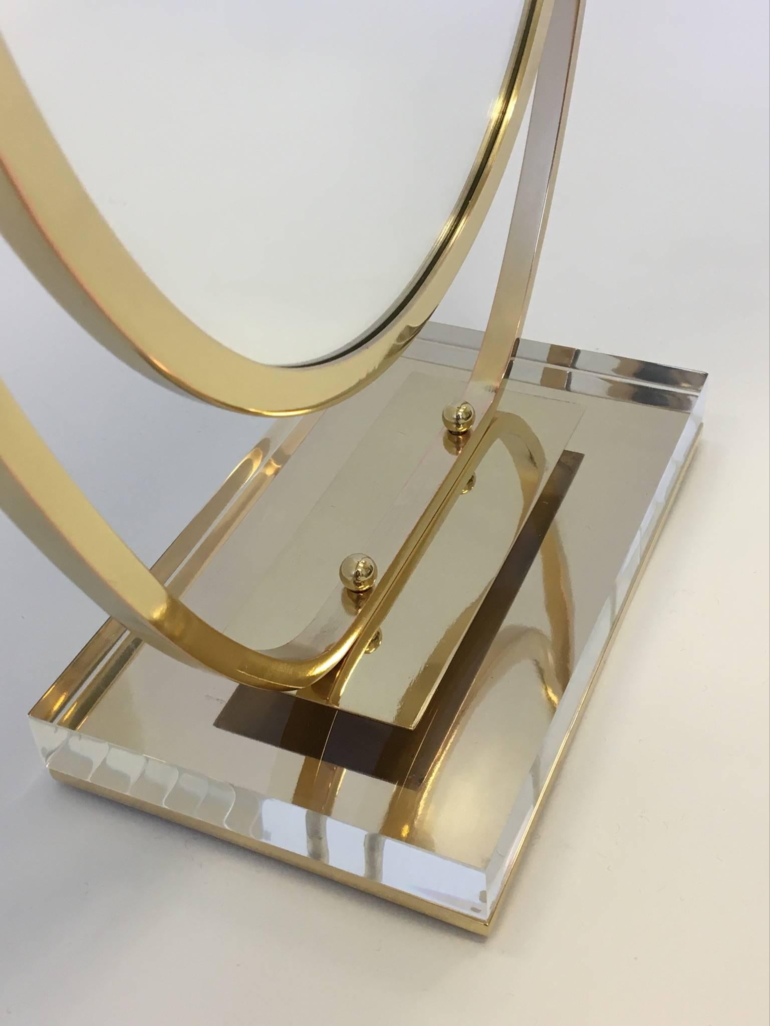 Brass and Acrylic Vanity Mirror by Charles Hollis Jones 1