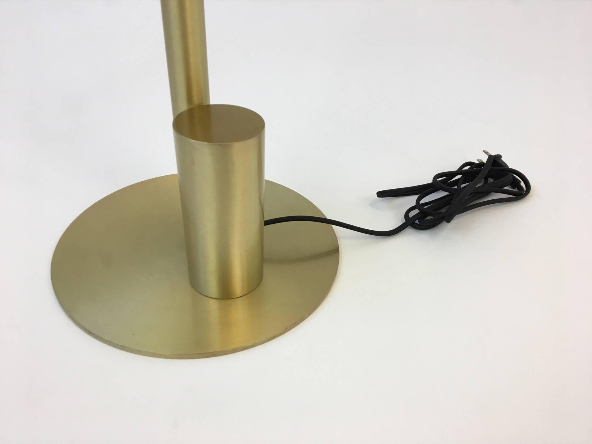 Satin Brass Adjustable Reading Floor Lamp by Charles Hollis Jones In Excellent Condition In Palm Springs, CA