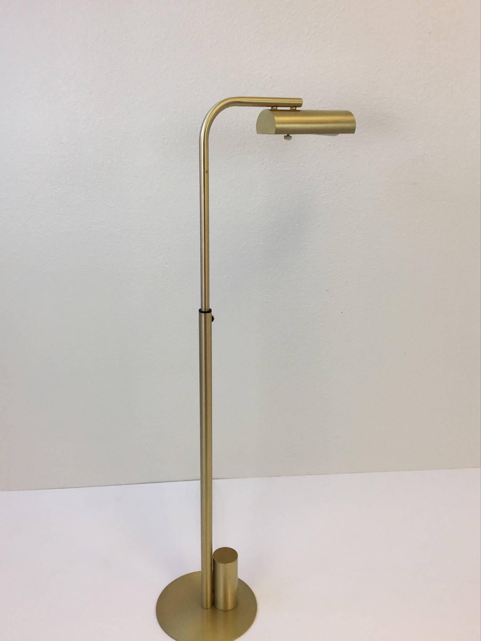 Satin Brass Adjustable Reading Floor Lamp by Charles Hollis Jones 1