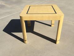 Grasscloth and Brushed Stainless Steel Game Table by The Rudolph Collection