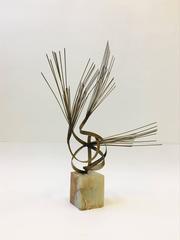 Gilded Steel and Onyx Tabletop Sculpture by Curtis Jeré