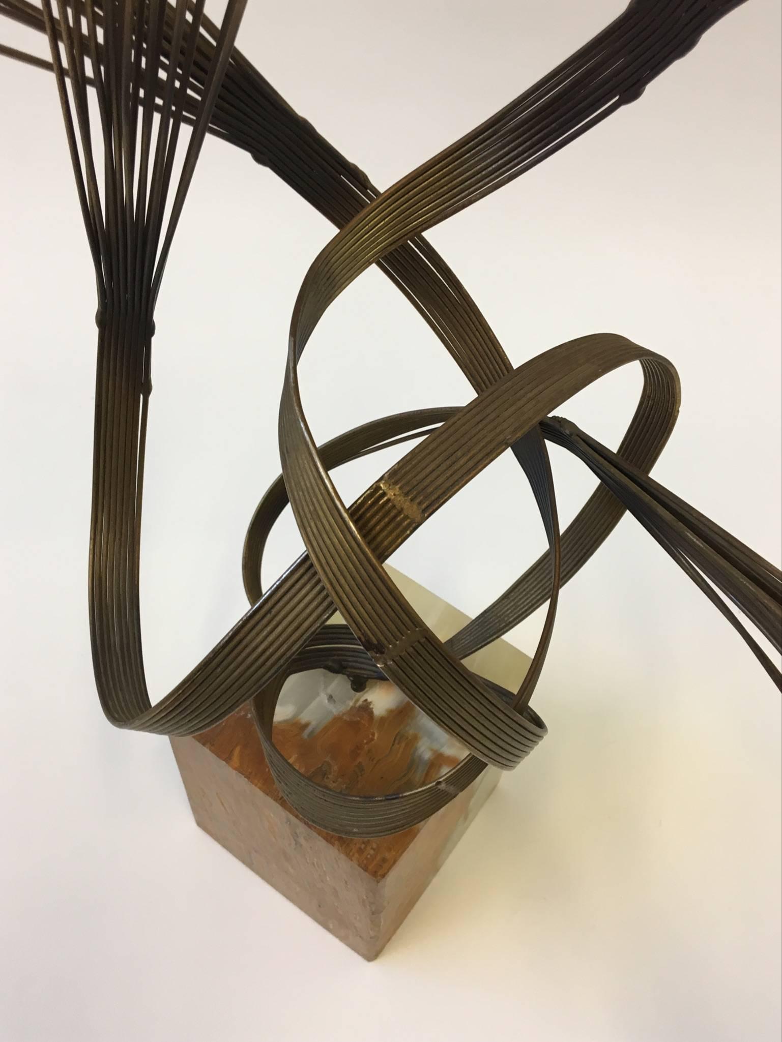 Late 20th Century Gilded Steel and Onyx Tabletop Sculpture by Curtis Jeré For Sale