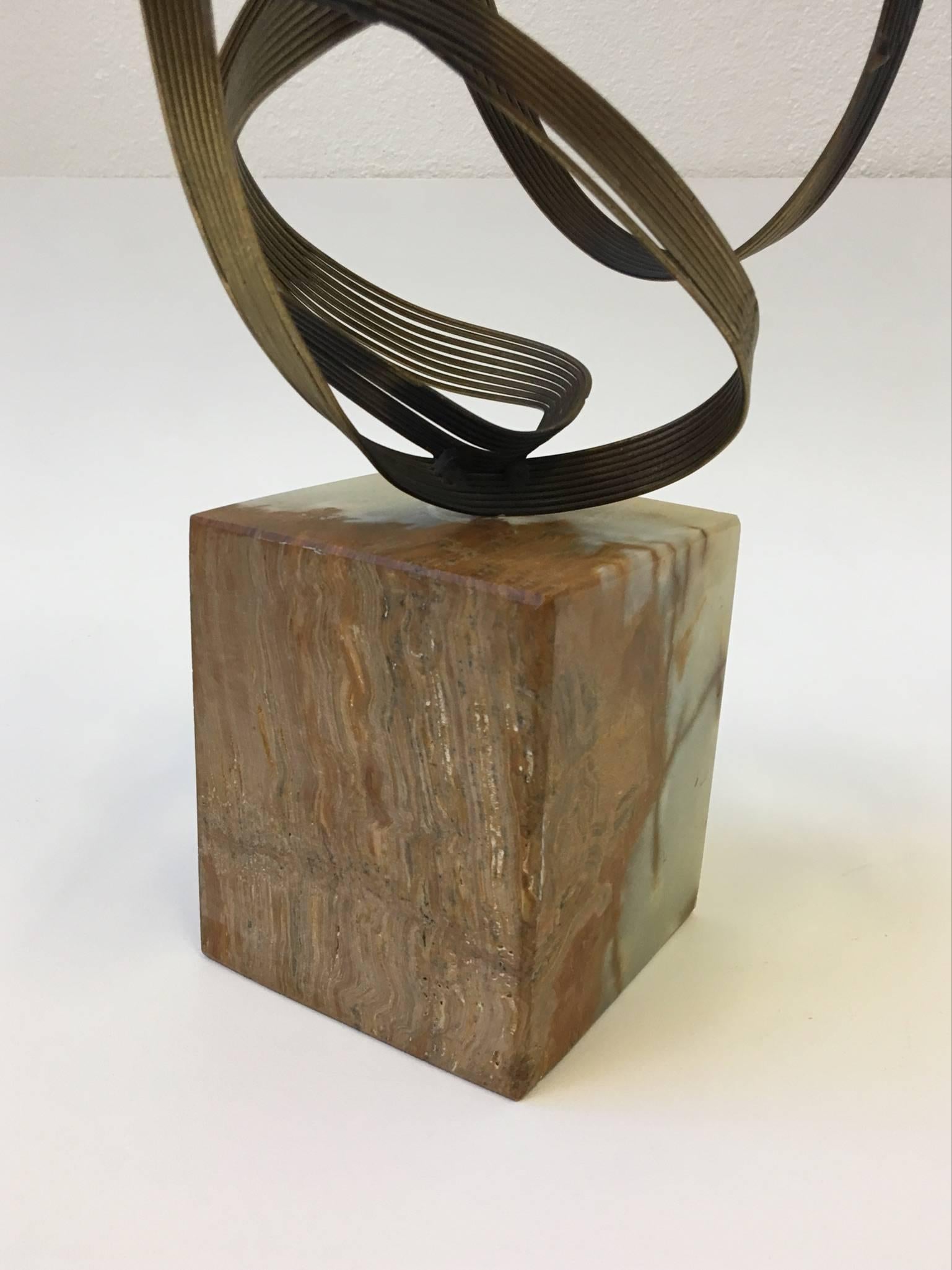 Gilded Steel and Onyx Tabletop Sculpture by Curtis Jeré For Sale 2