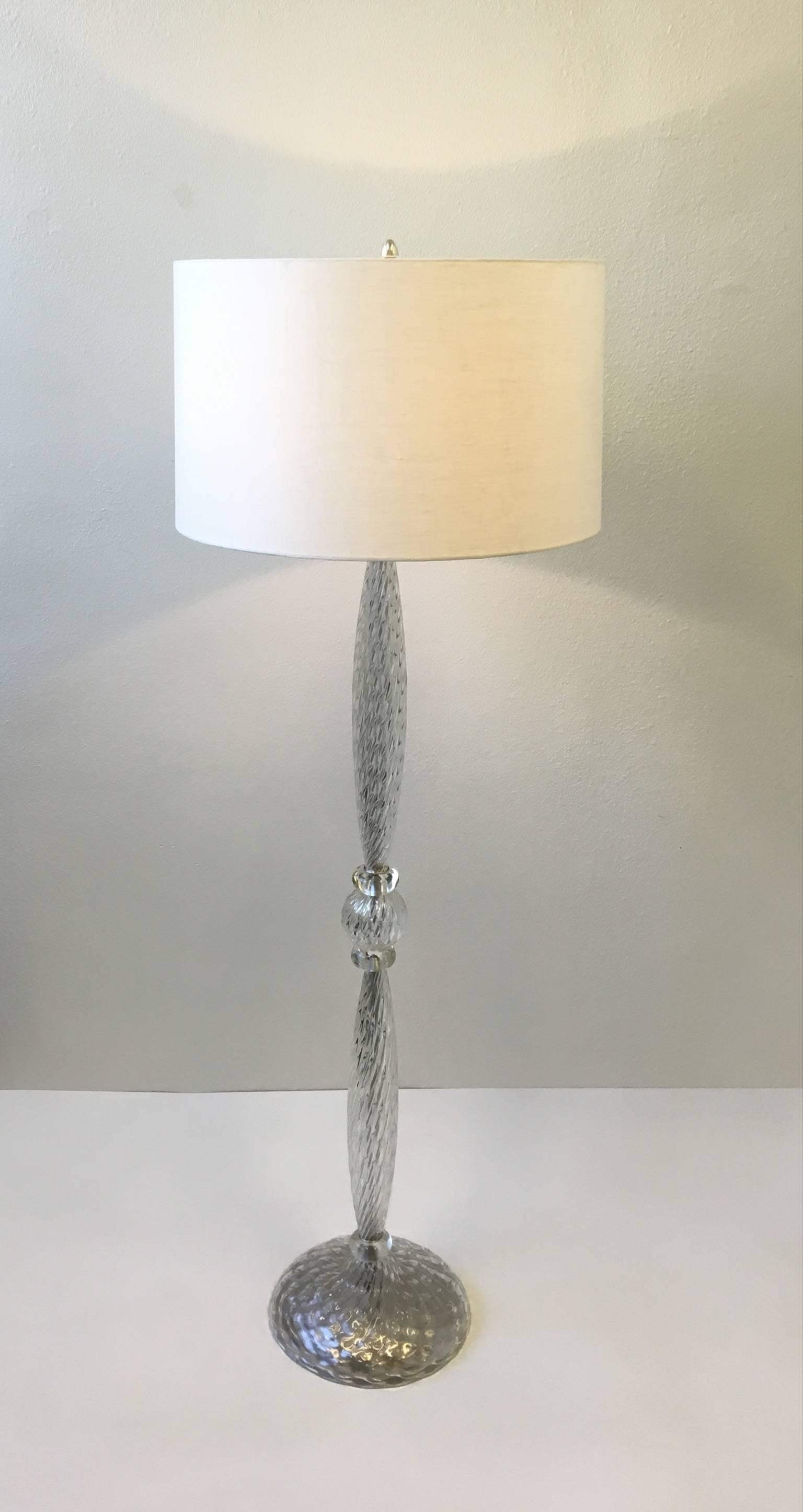Mid-Century Modern Murano Glass and Silver Floor Lamp by Venini for Marbro Lamps Co.