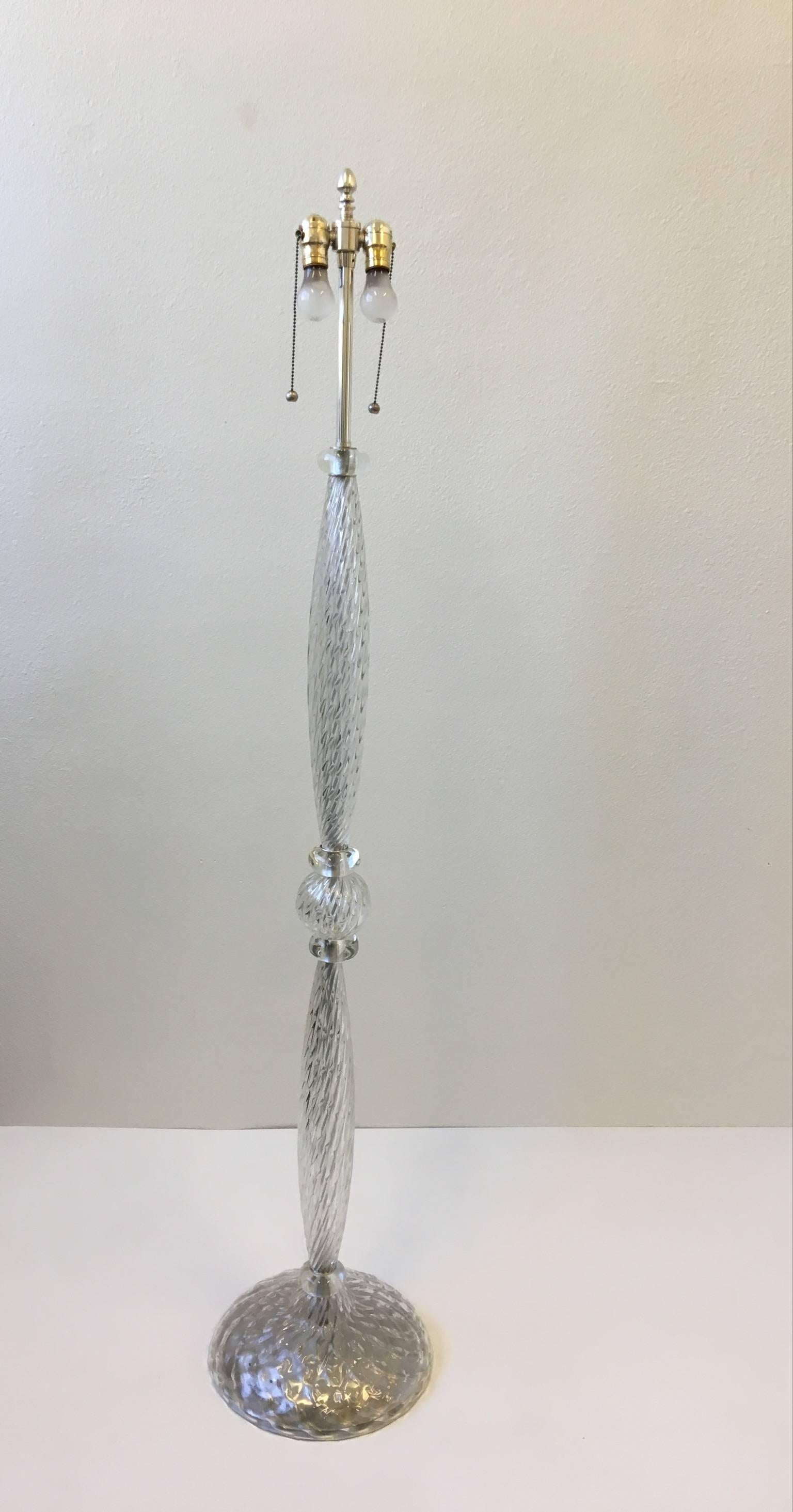 Italian Murano Glass and Silver Floor Lamp by Venini for Marbro Lamps Co.