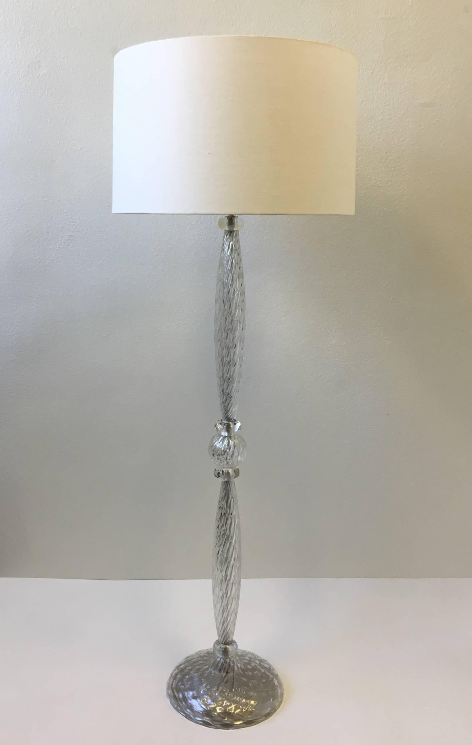 Murano Glass and Silver Floor Lamp by Venini for Marbro Lamps Co. 1