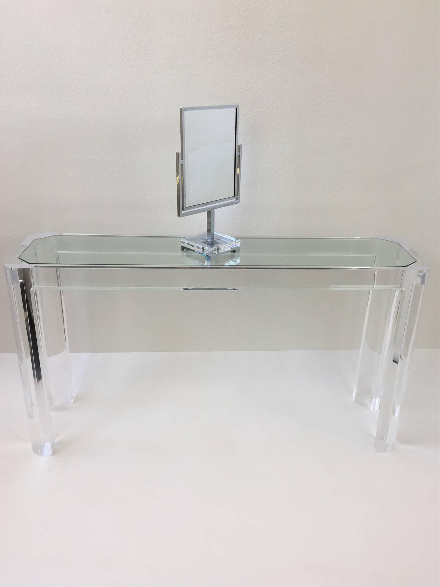 Chrome and Acrylic Vanity Mirror by Charles Hollis Jones 1