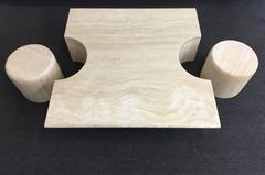 Sculptural Italian Travertine Cocktail Table