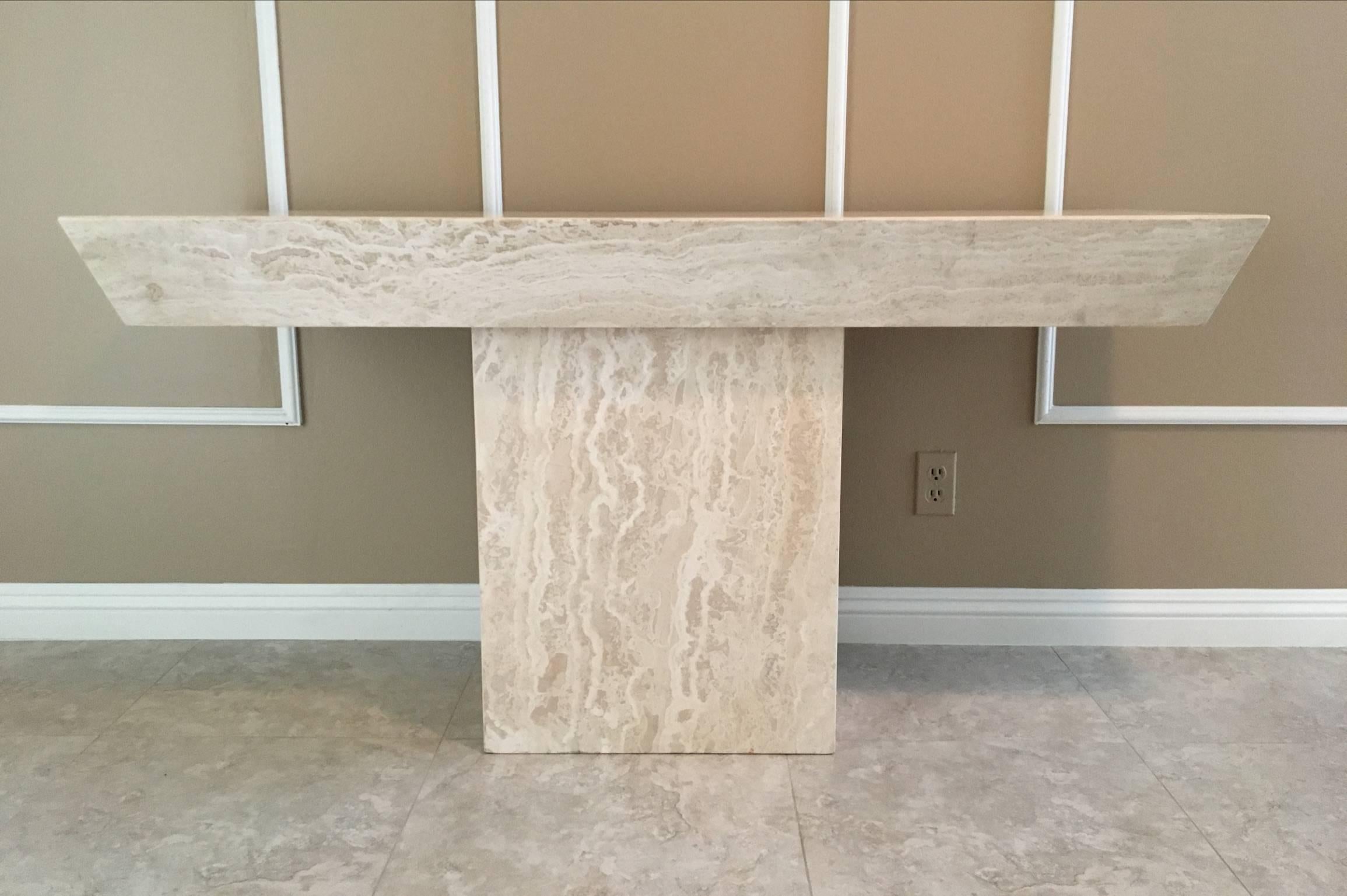 Italian Travertine Console Table In Excellent Condition In Palm Springs, CA