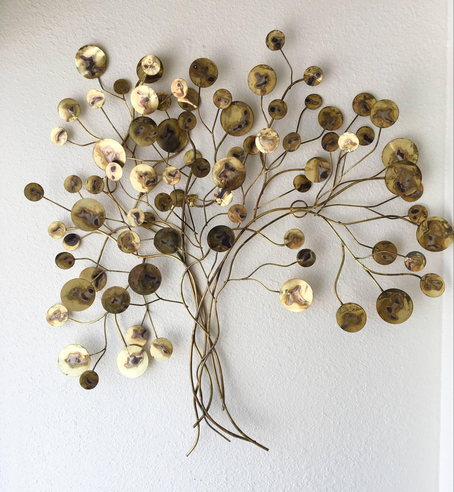 Brass Tree Wall Sculpture In Excellent Condition In Palm Springs, CA